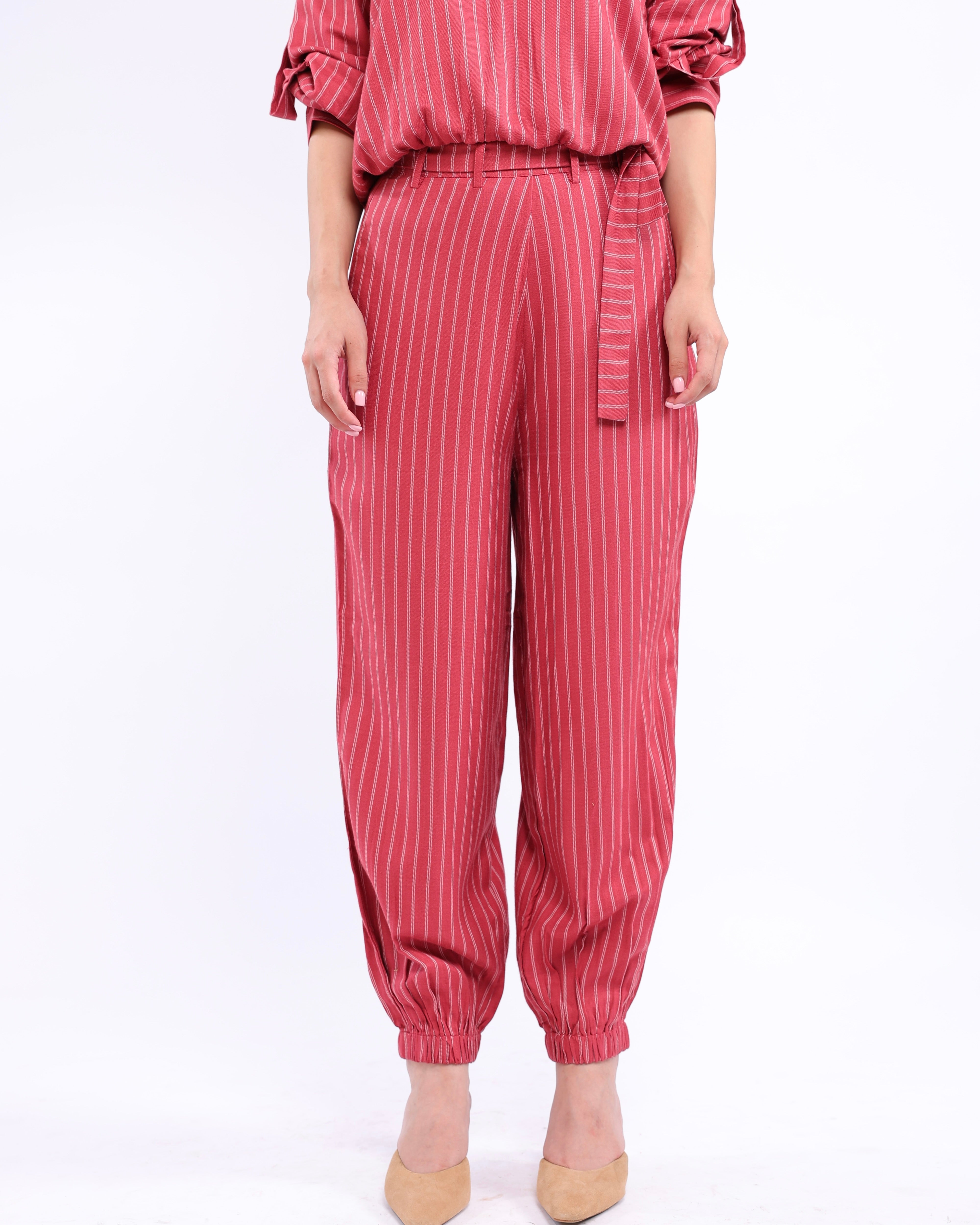 Esme Red Pinstripe Pant