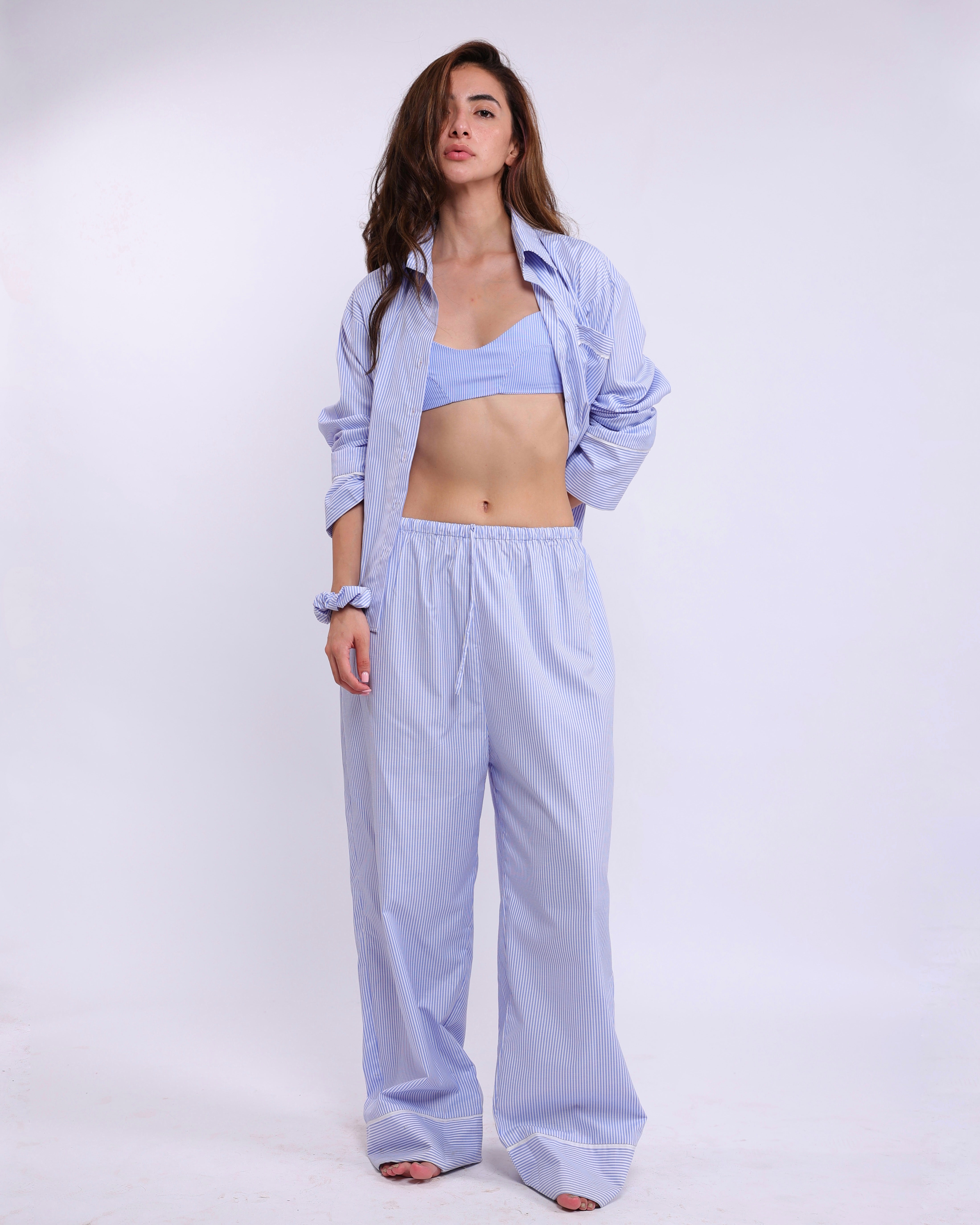 Everly Pinstripe Nightsuit (Blue)