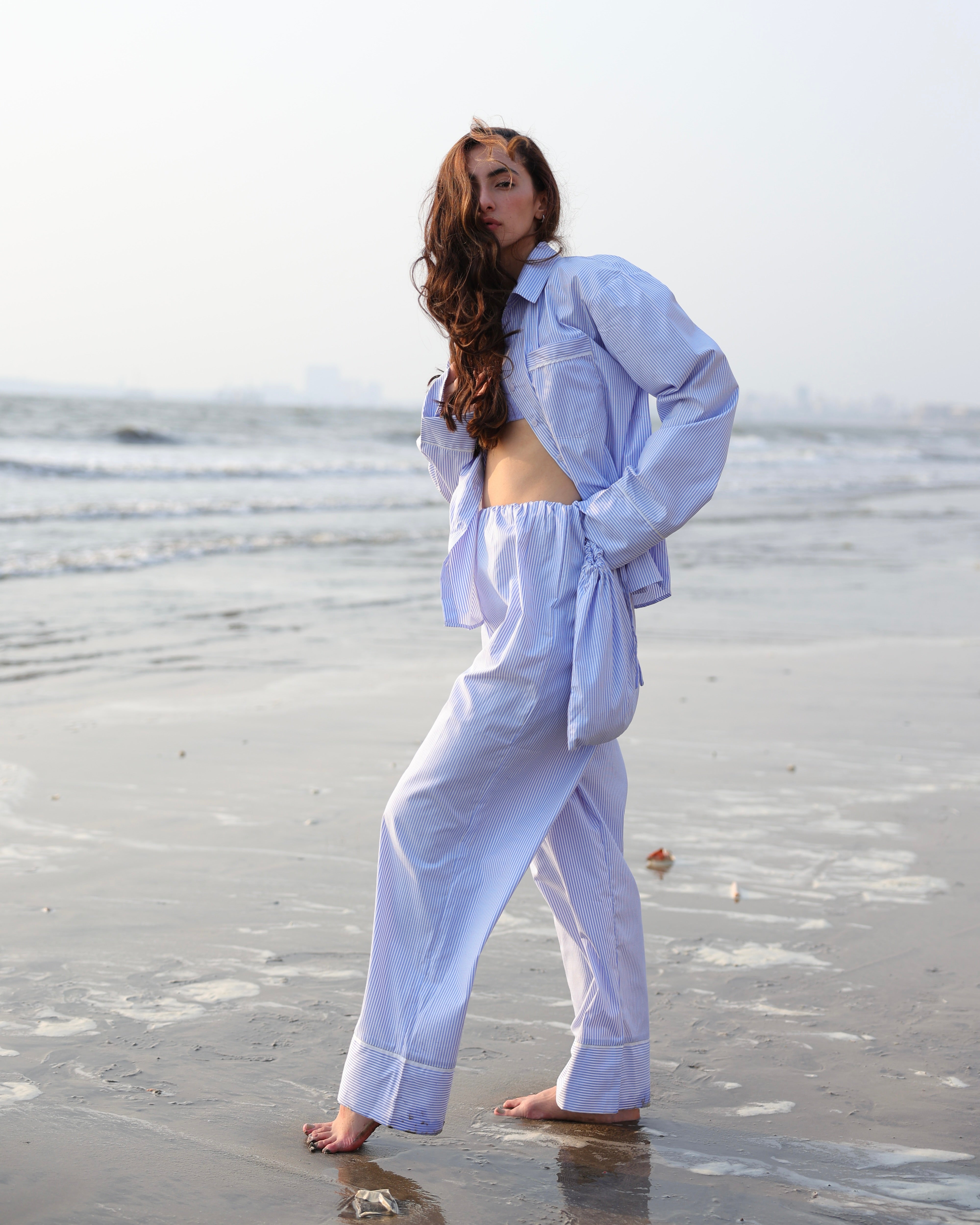 Everly Pinstripe Nightsuit (Blue)