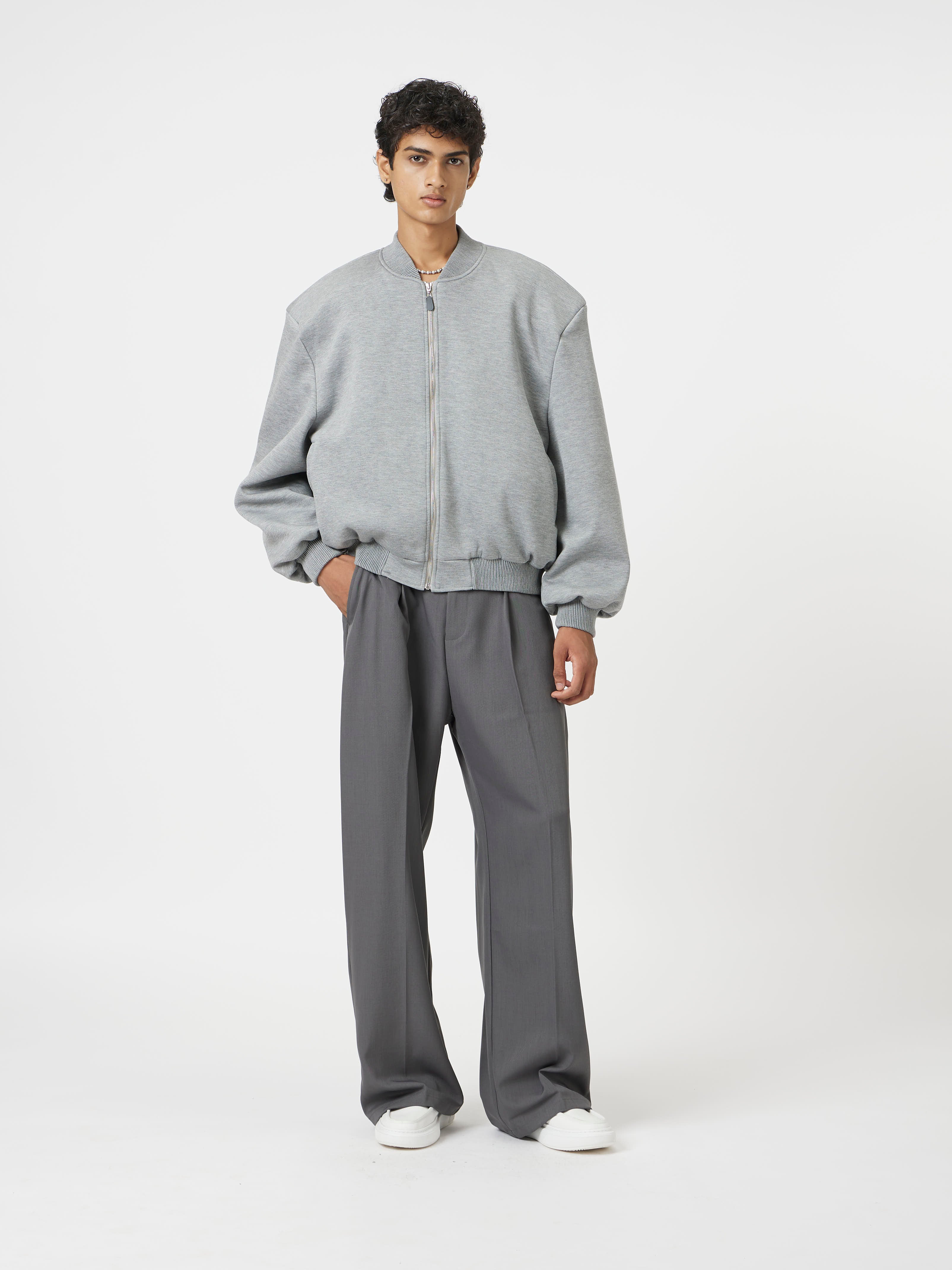 muted grey box jacket
