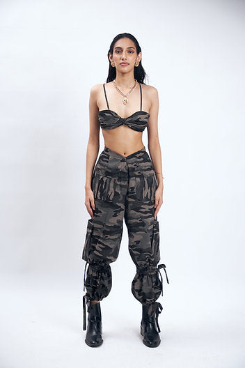 Low Rise Camo Print Cargo