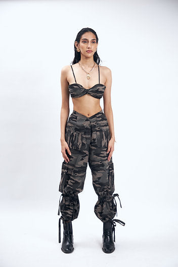 Low Rise Camo Print Cargo