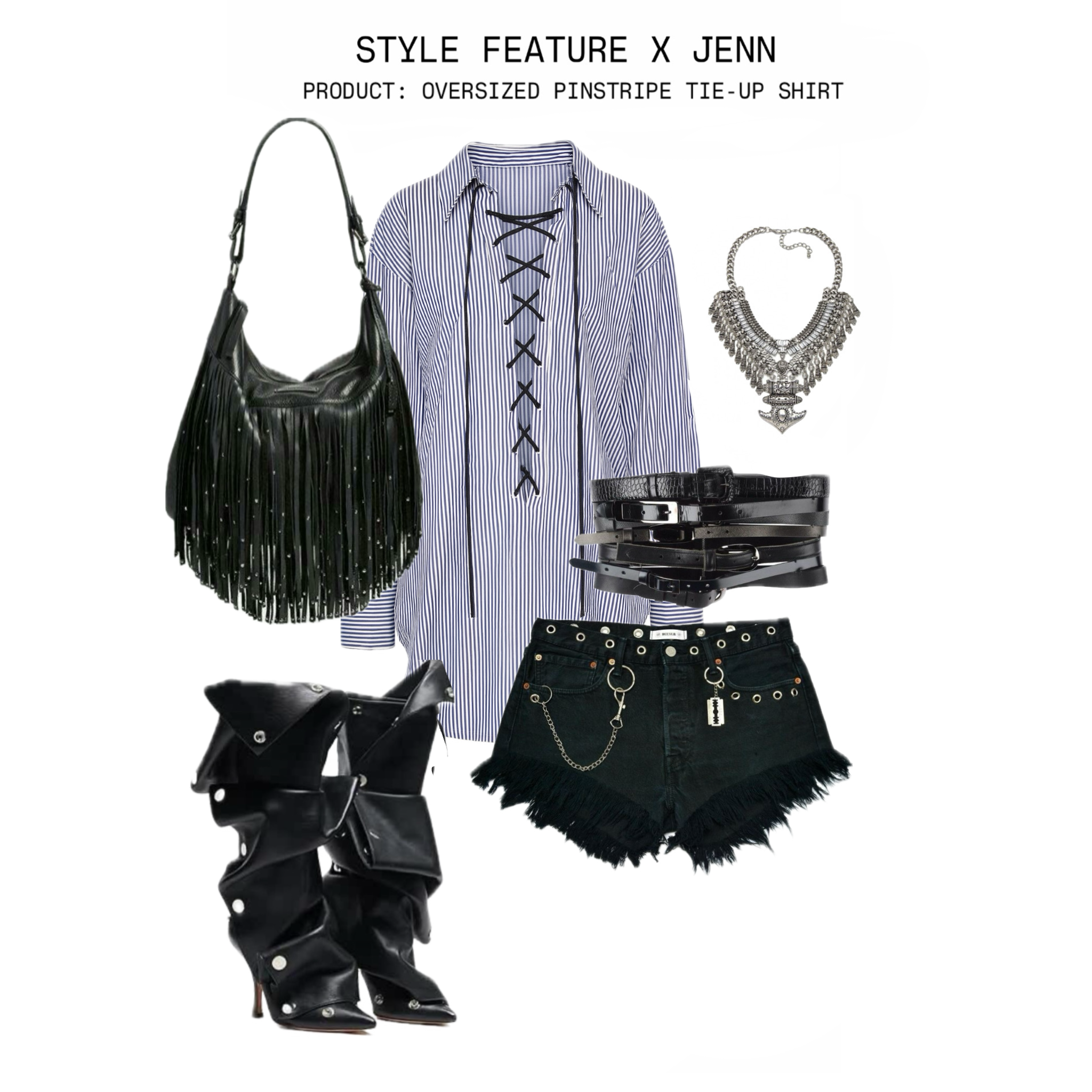 Style Feature x JENN: Oversized Pinstripe Tie-Up Shirt