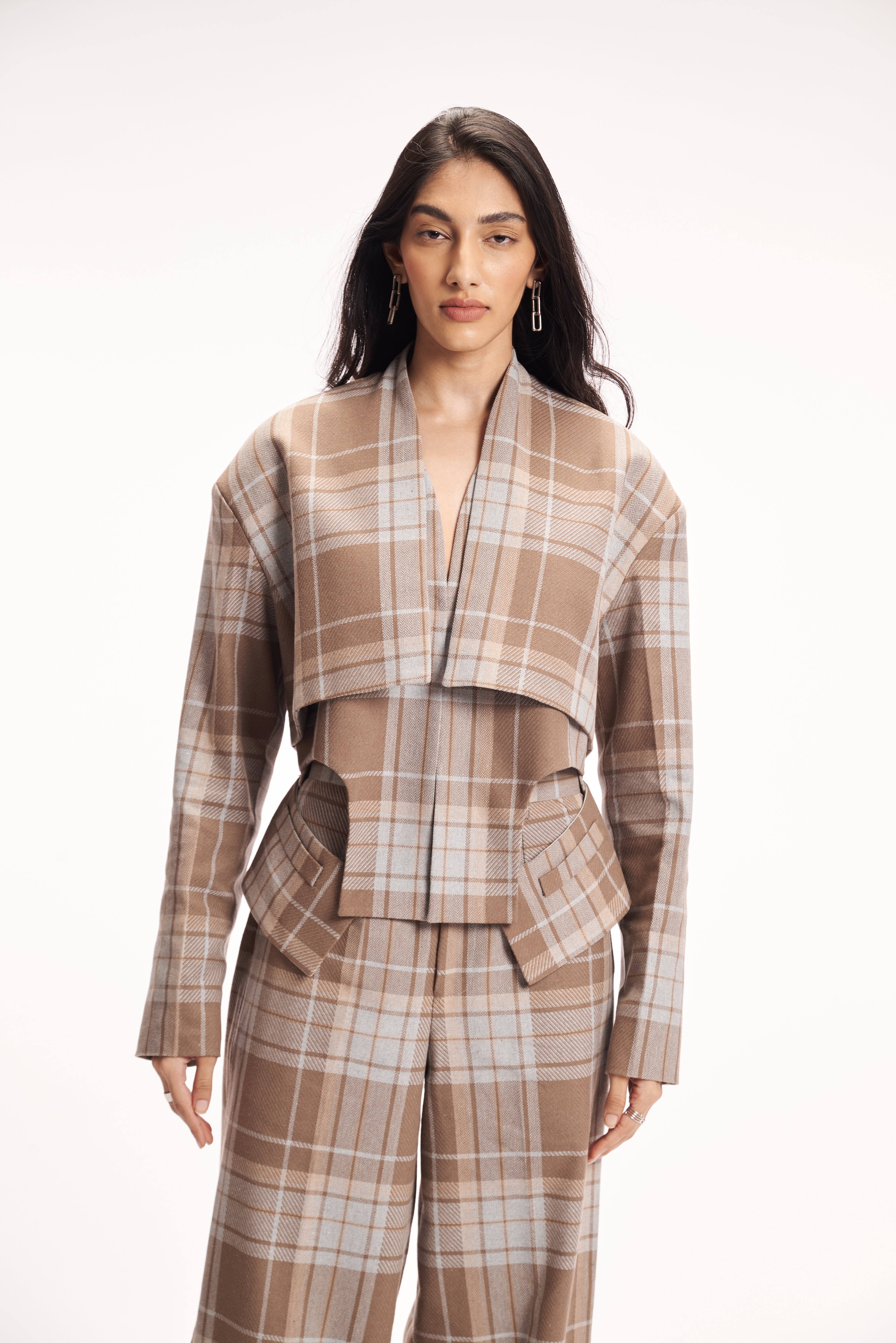 Neutral Plaid Blazer