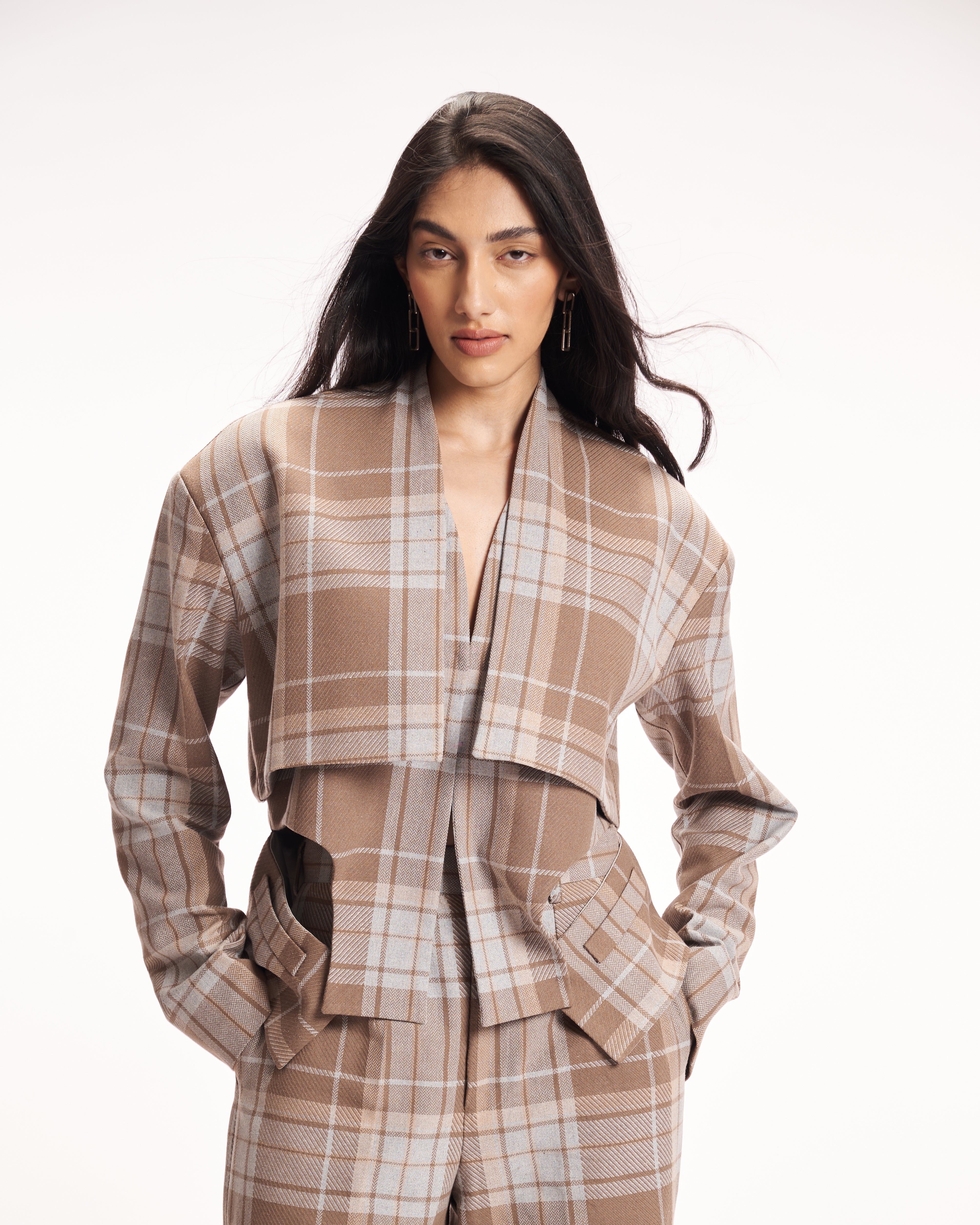 Neutral Plaid Blazer