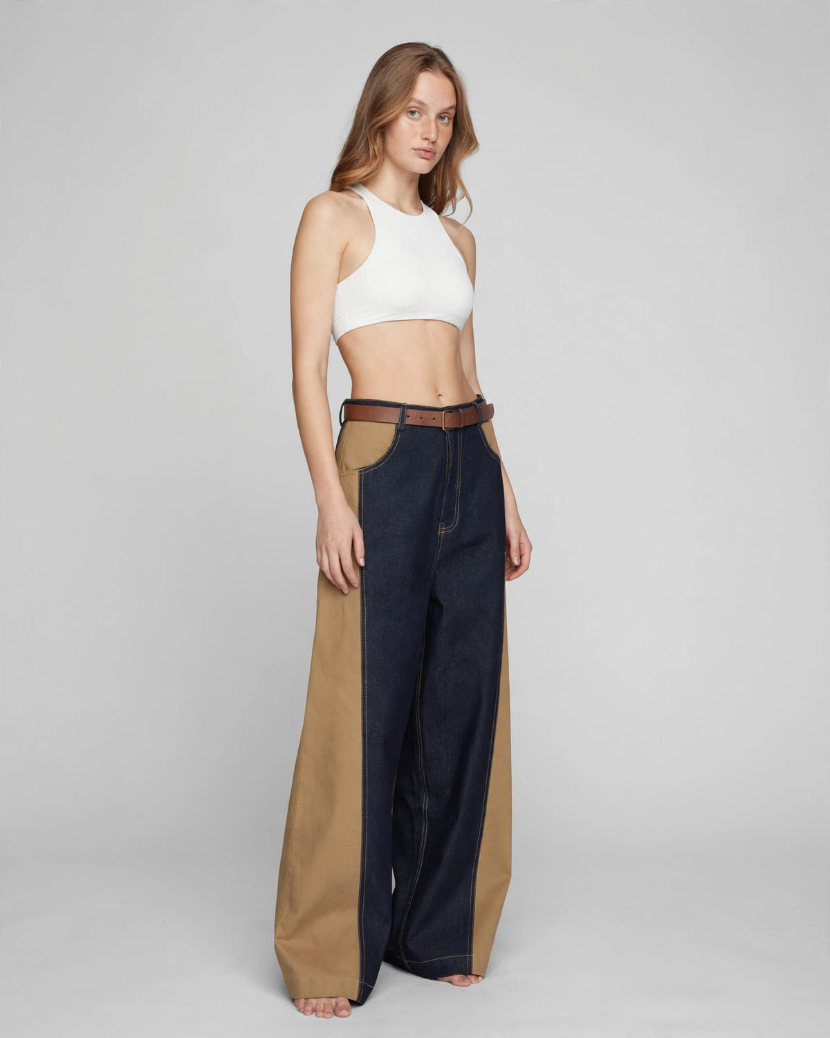 Recycled Wide-Leg Panelled Jeans