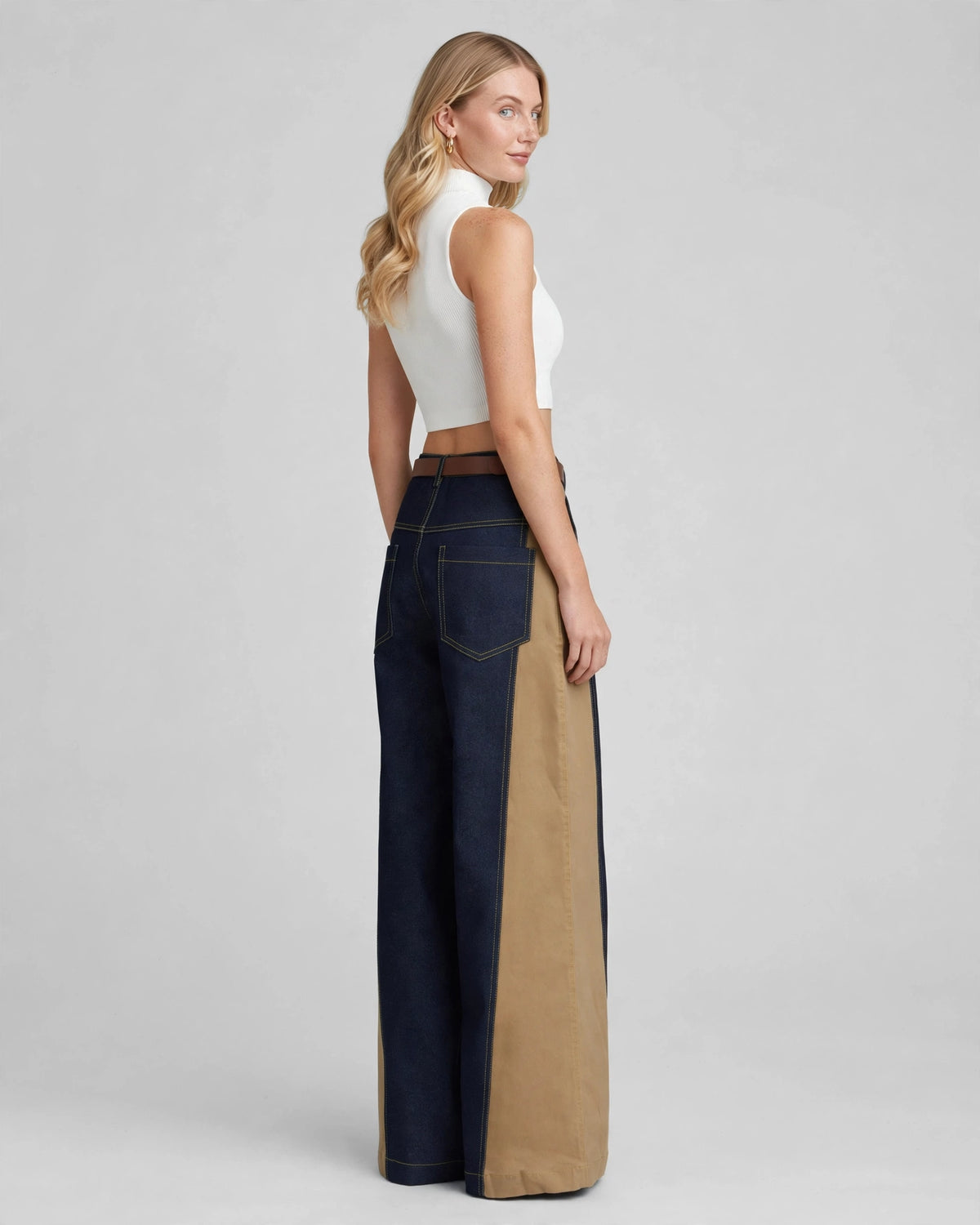 Recycled Wide-Leg Panelled Jeans
