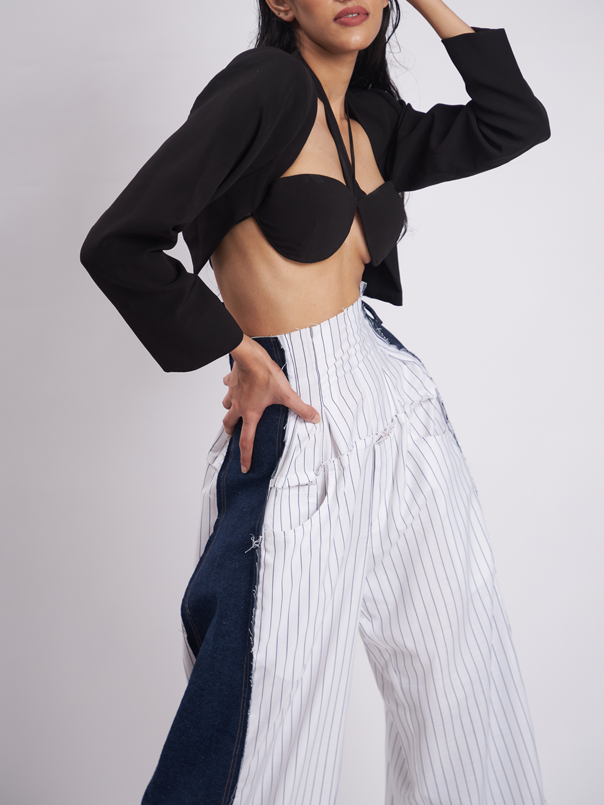 Georgie White Pinstripe Corset Pants