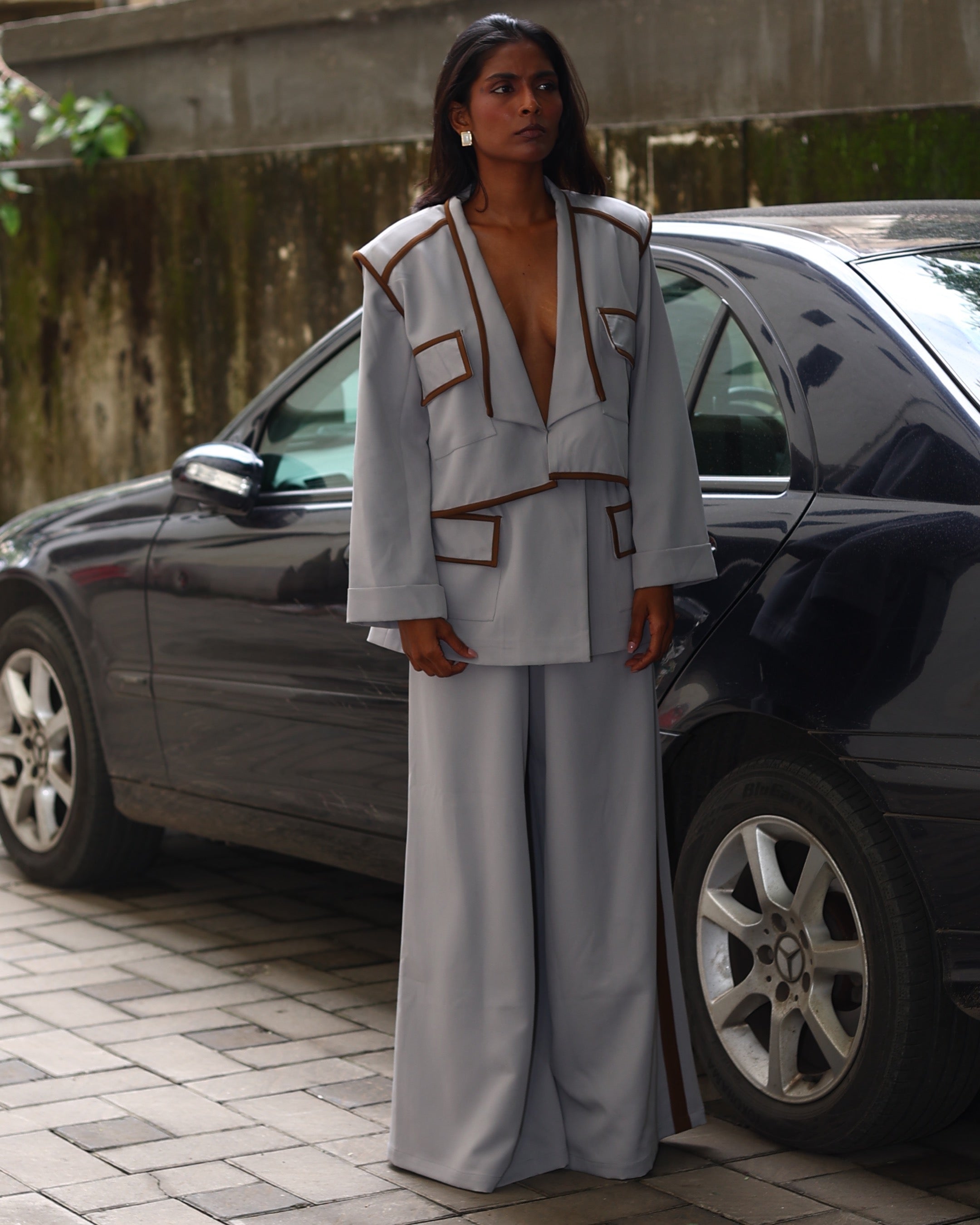 Renice Colour Block Hem V Neck Co-Ord Set main image 1