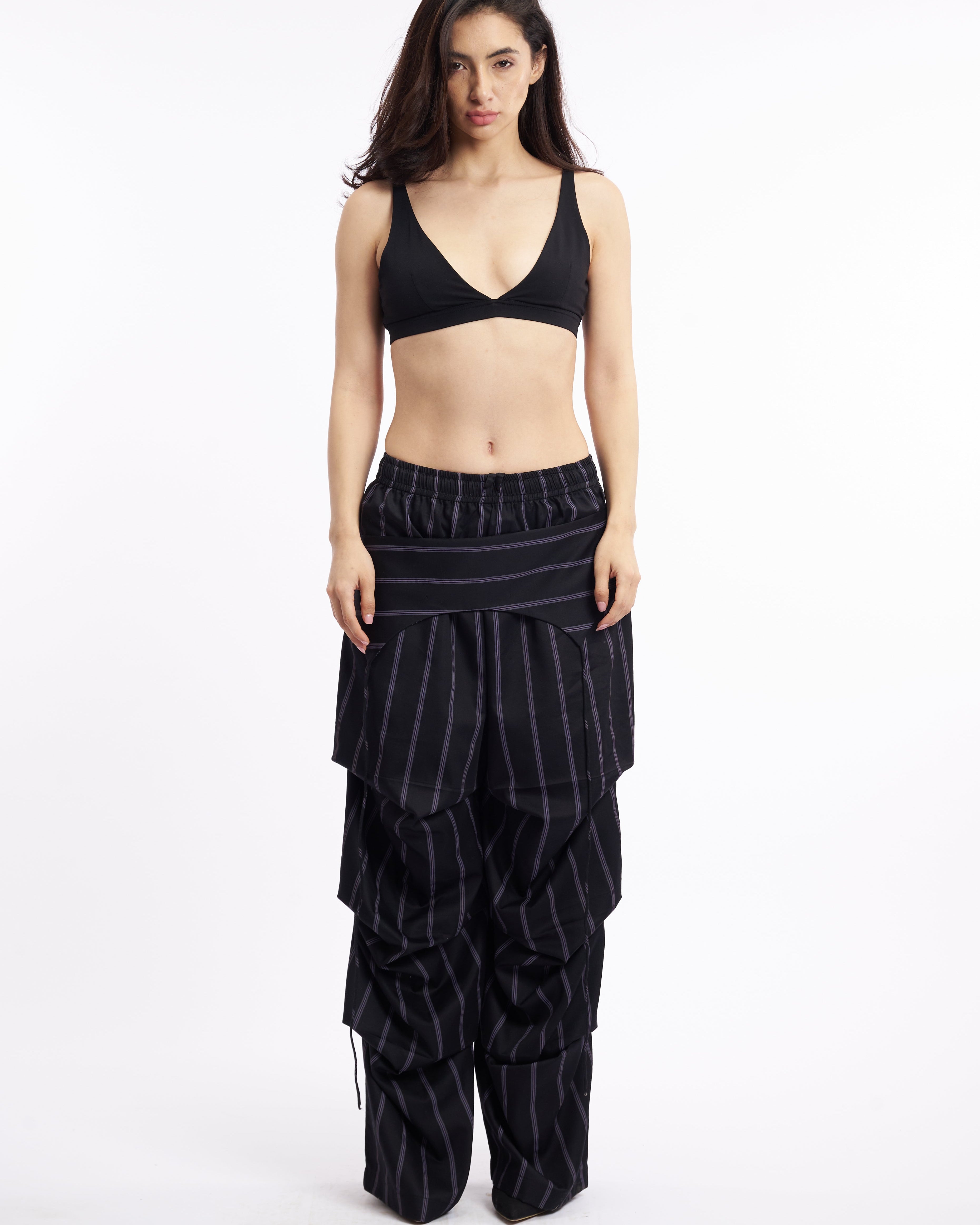 Black Pinstripe Boxer Cargo Pants