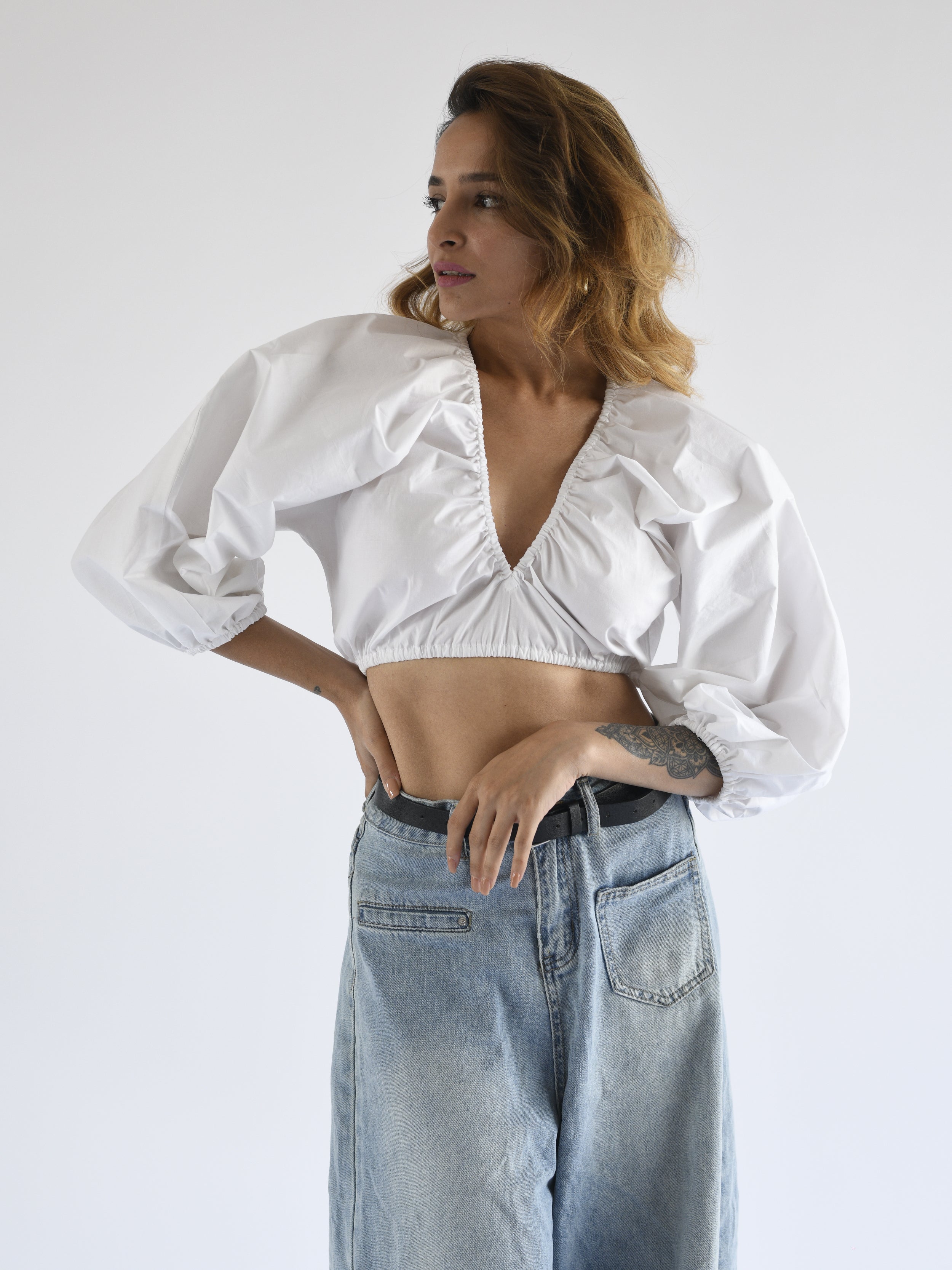 Ruched Cotton Crop