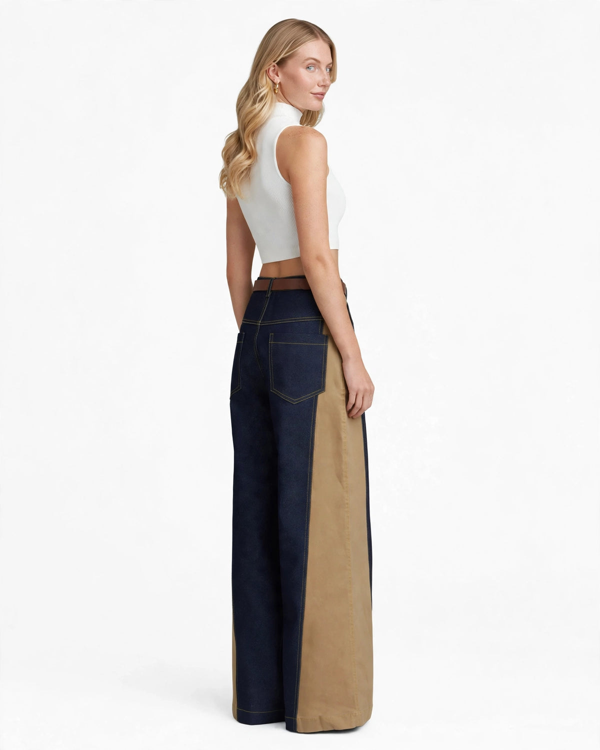 Recycled Wide-Leg Panelled Jeans