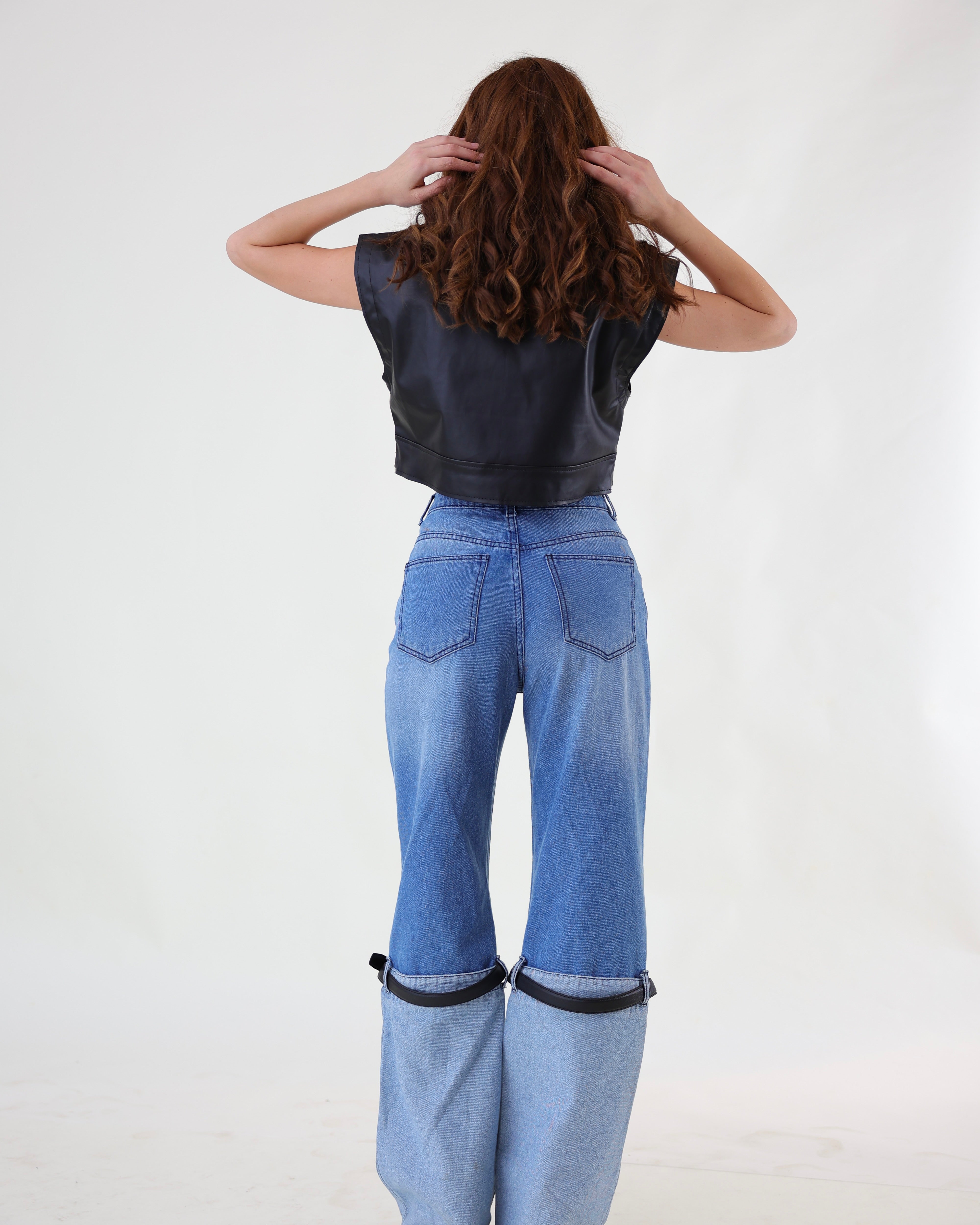 Crop Leather Vest Jacket