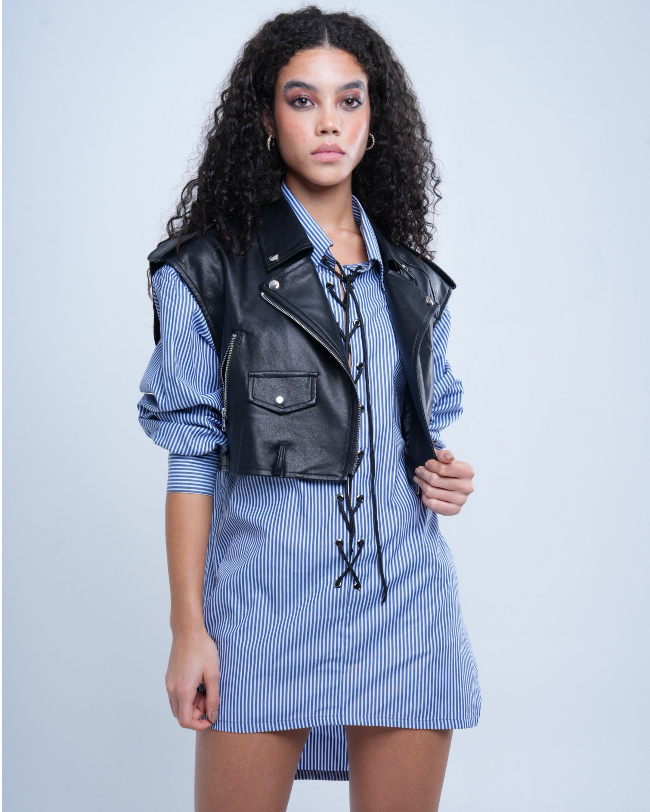 Crop Leather Vest Jacket