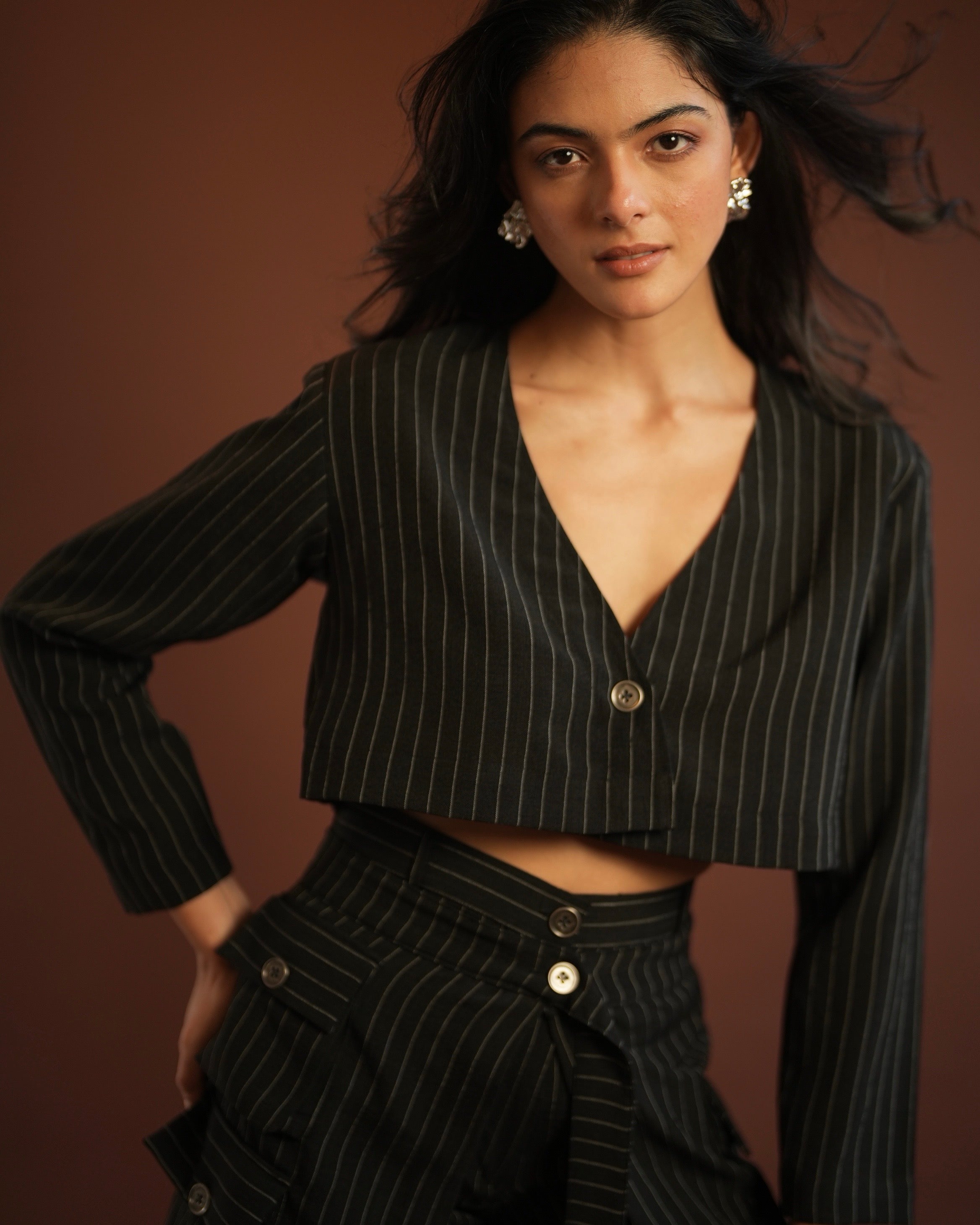 Pinstripe Crop Blazer