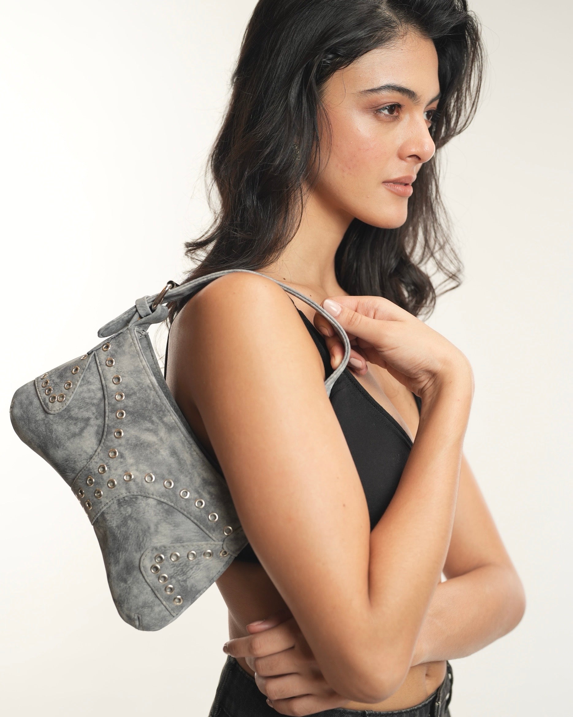 Grey Grunge Shoulder Bag