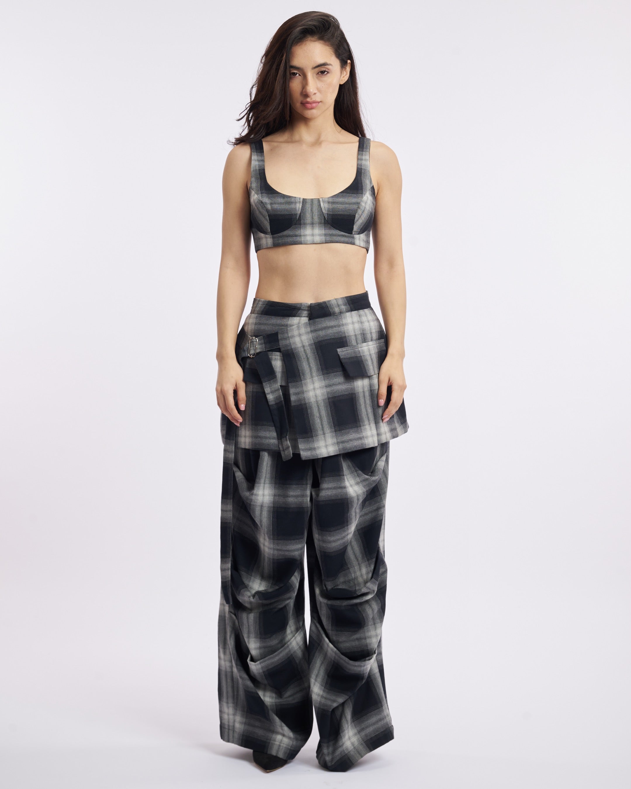 Grey checkered Cargo pant