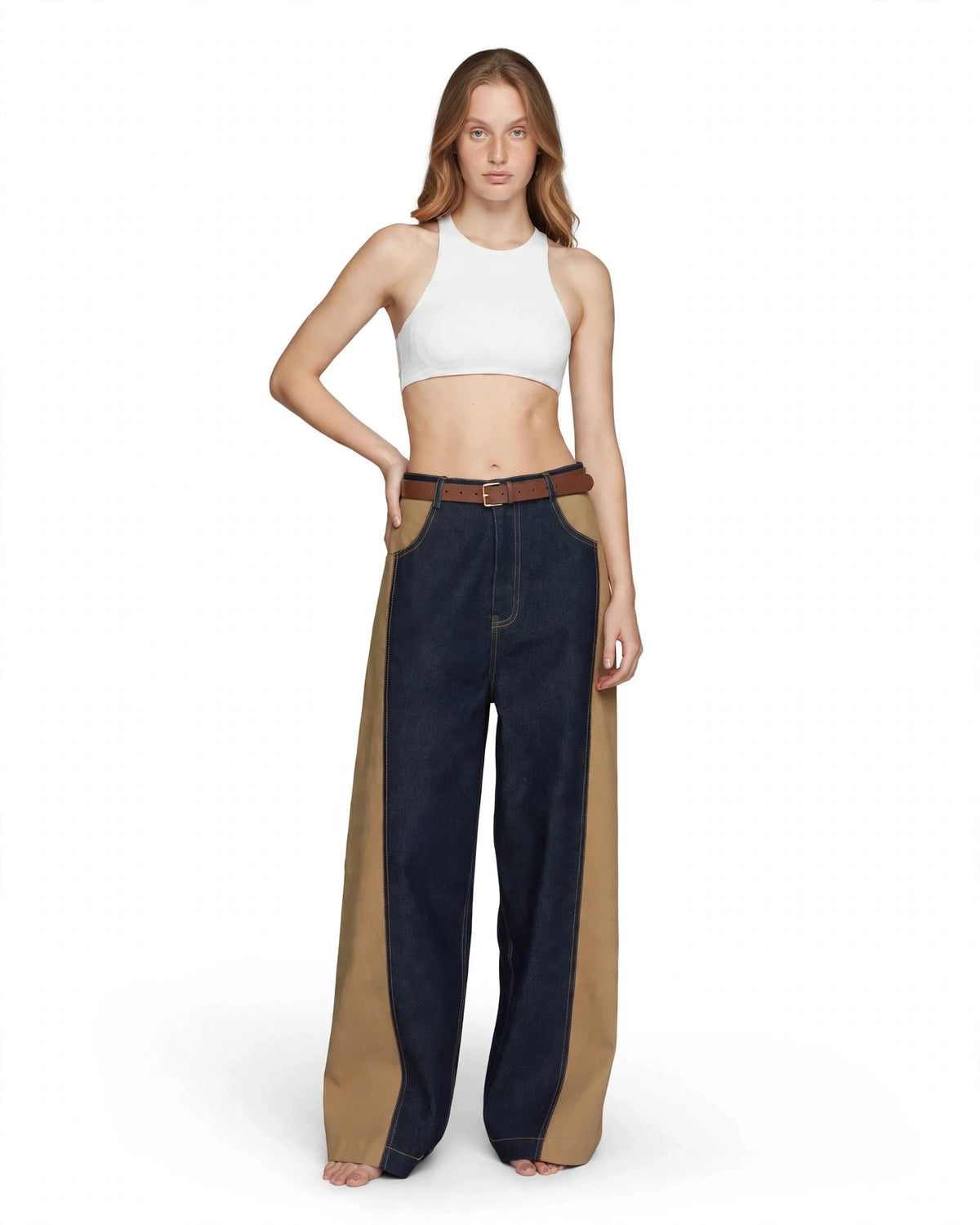 Recycled Wide-Leg Panelled Jeans