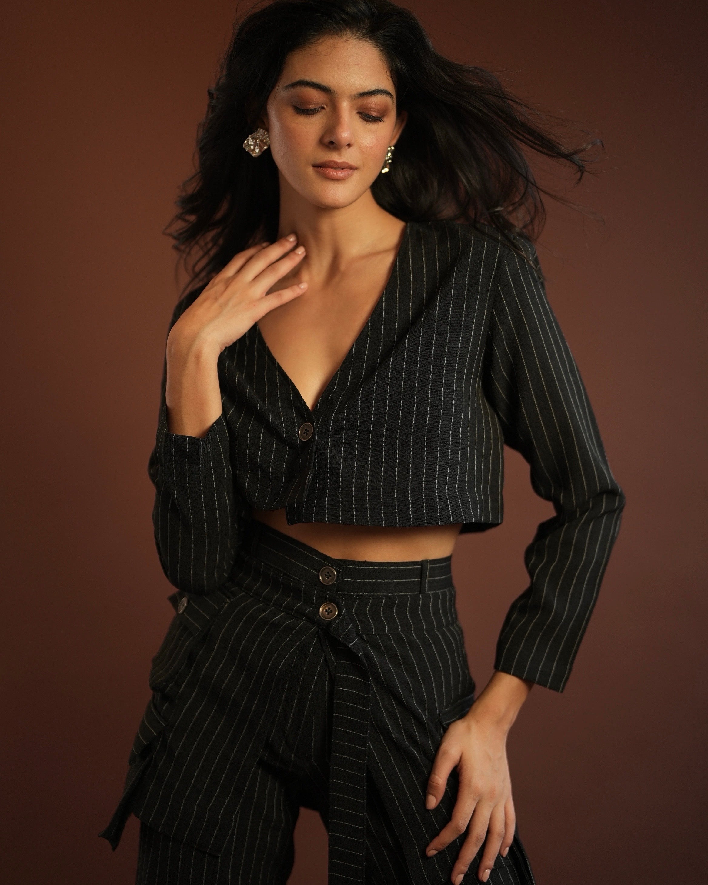 Pinstripe Crop Blazer
