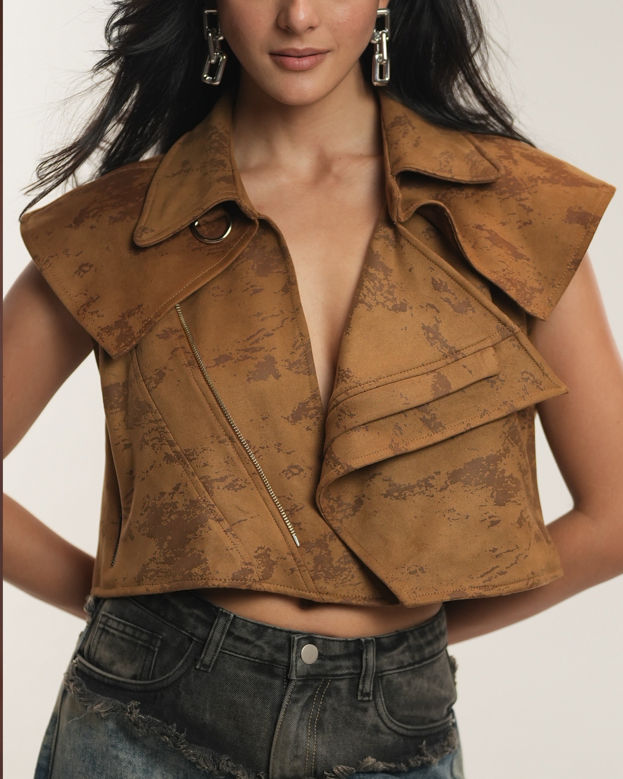 Suede Crop Vest
