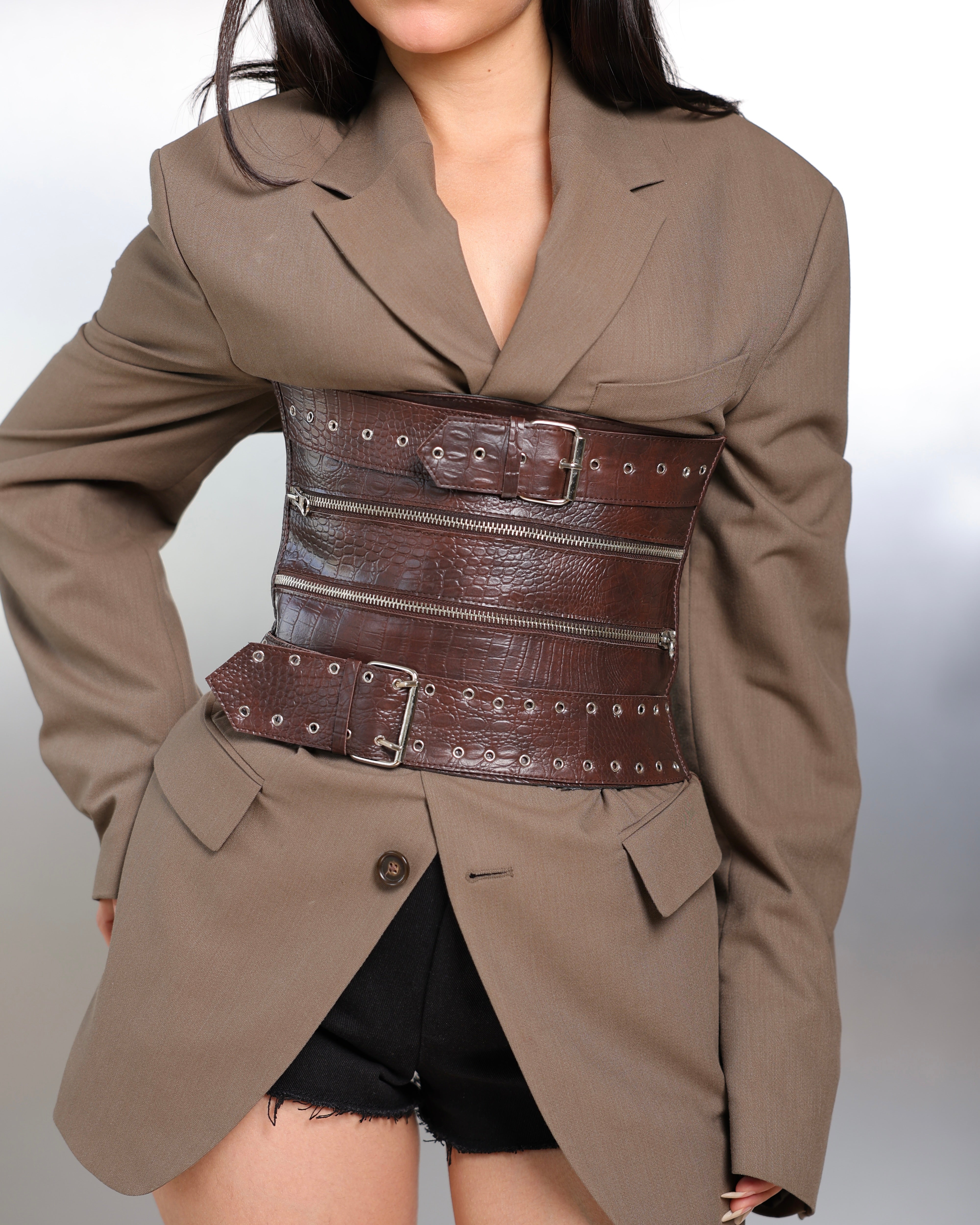Vintage Croc Embossed Broad Belt