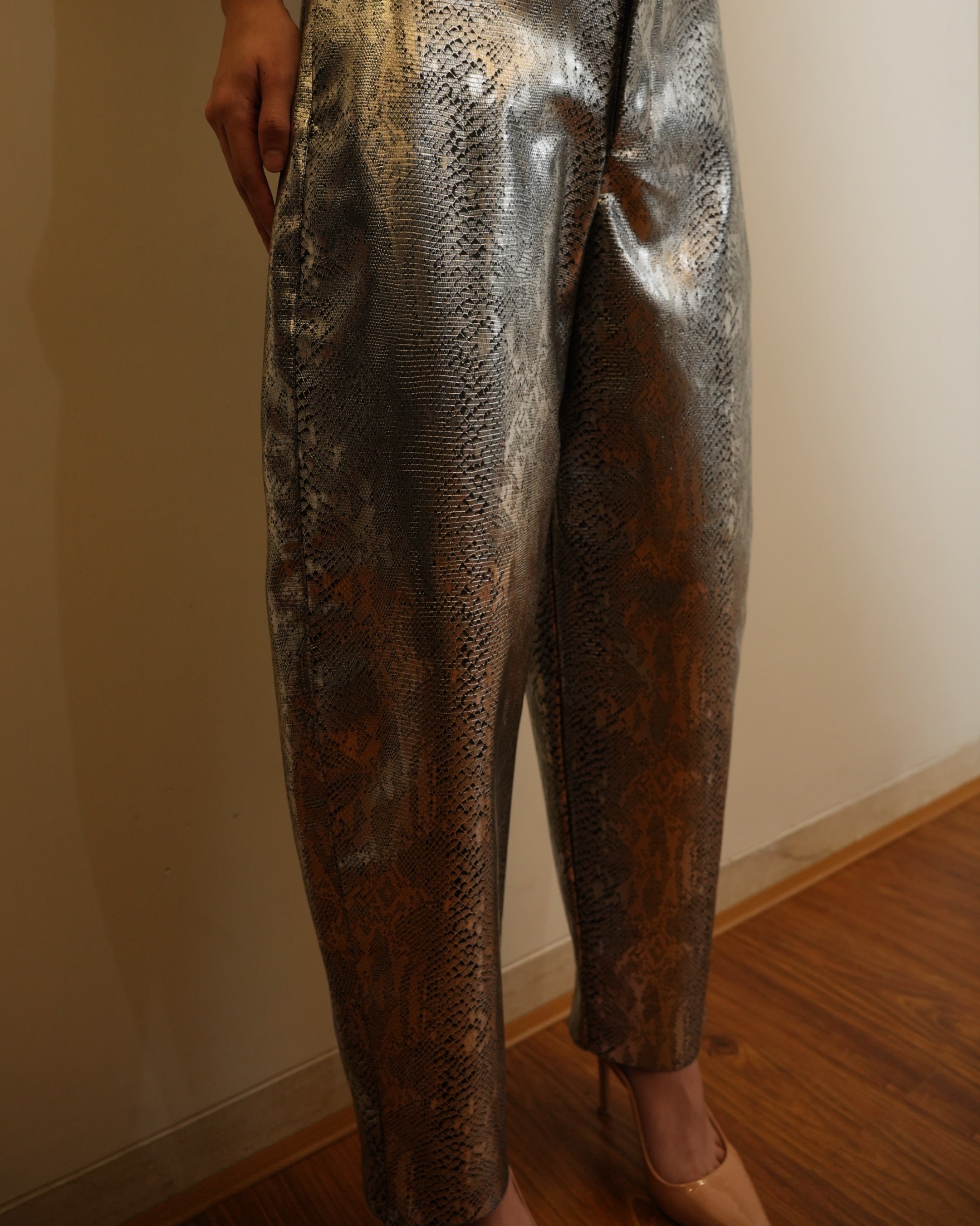 Metallic Barrel Pants