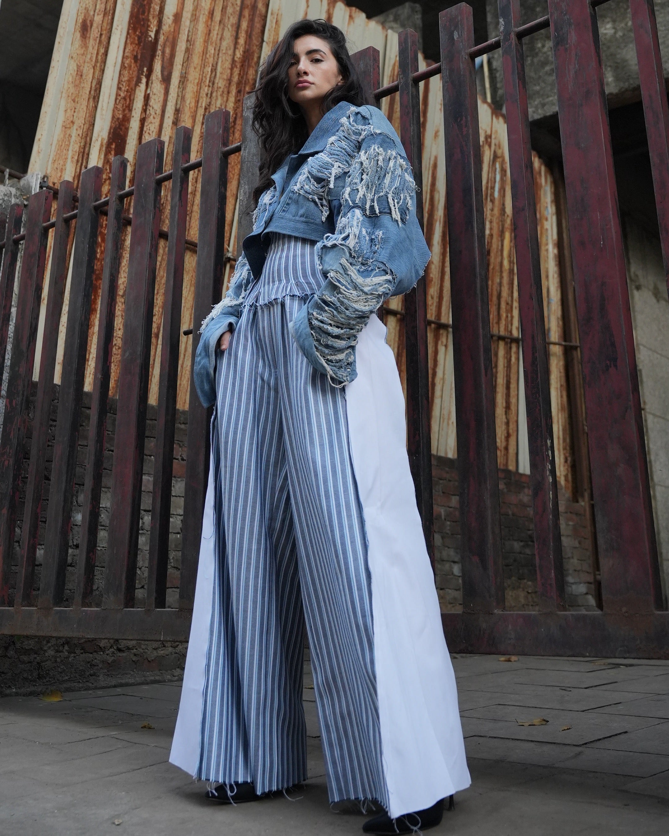 Linea Pinstripe Corset Pants