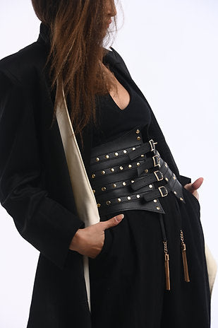 Studded belt with tassels