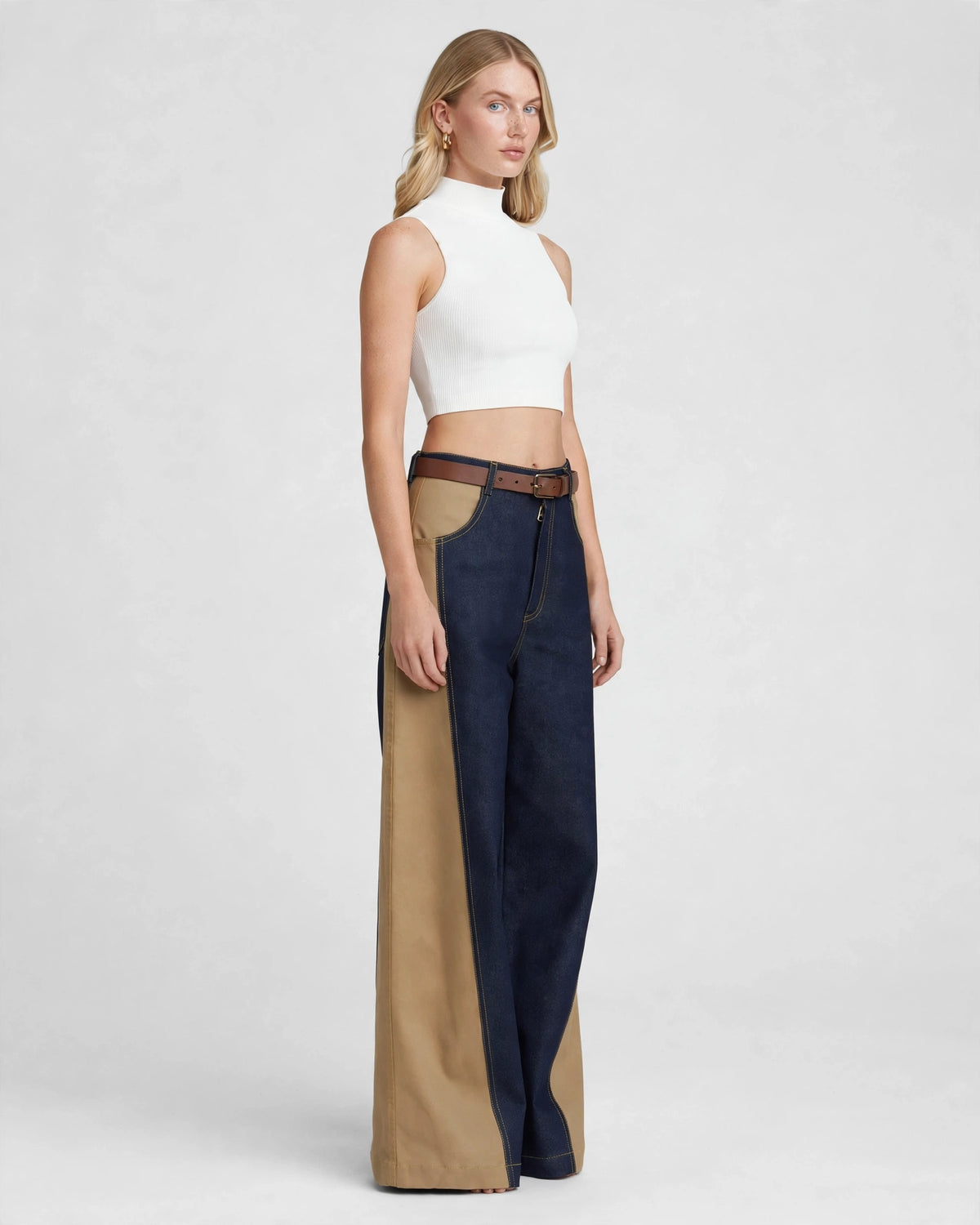 Recycled Wide-Leg Panelled Jeans
