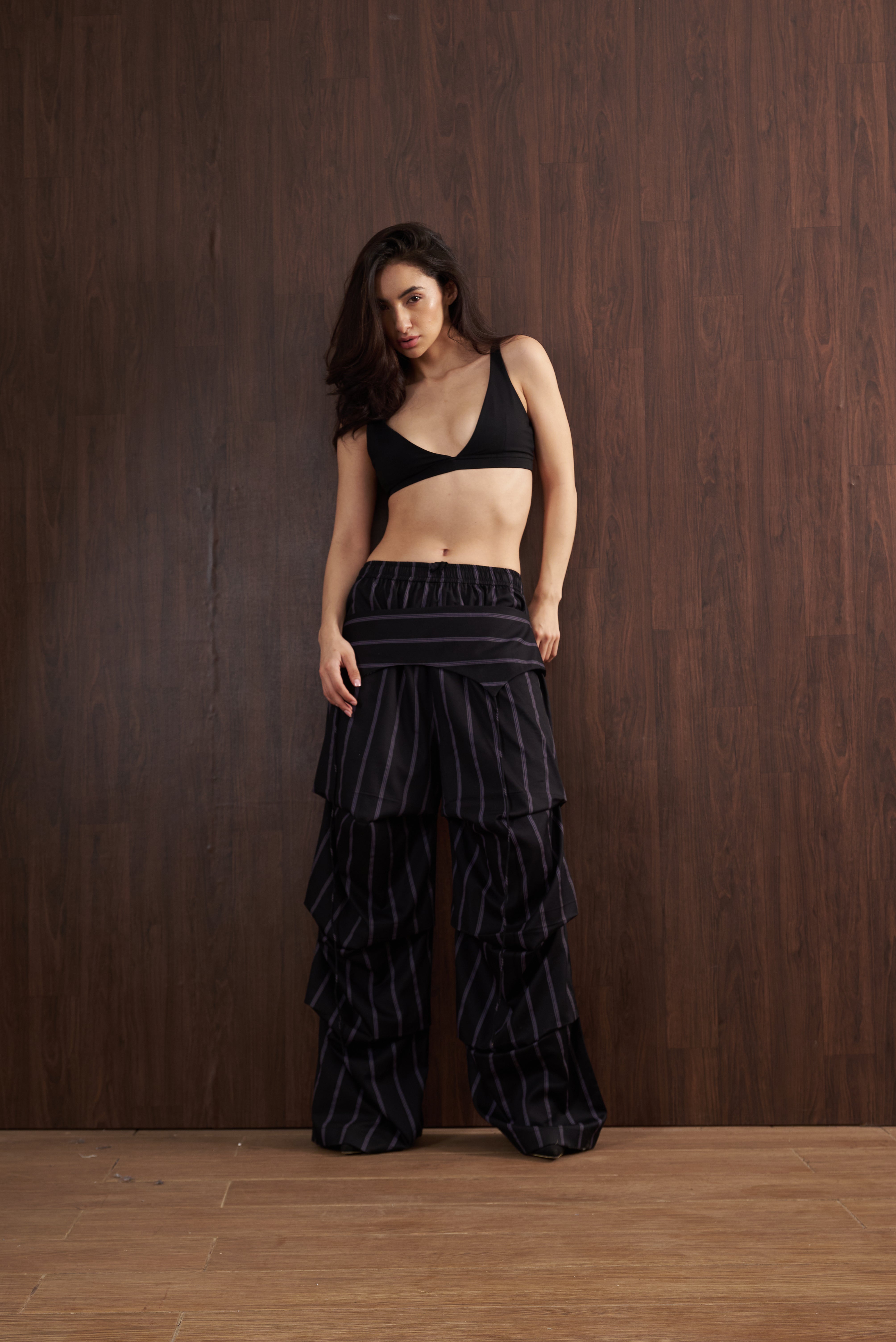Black Pinstripe Boxer Cargo Pants