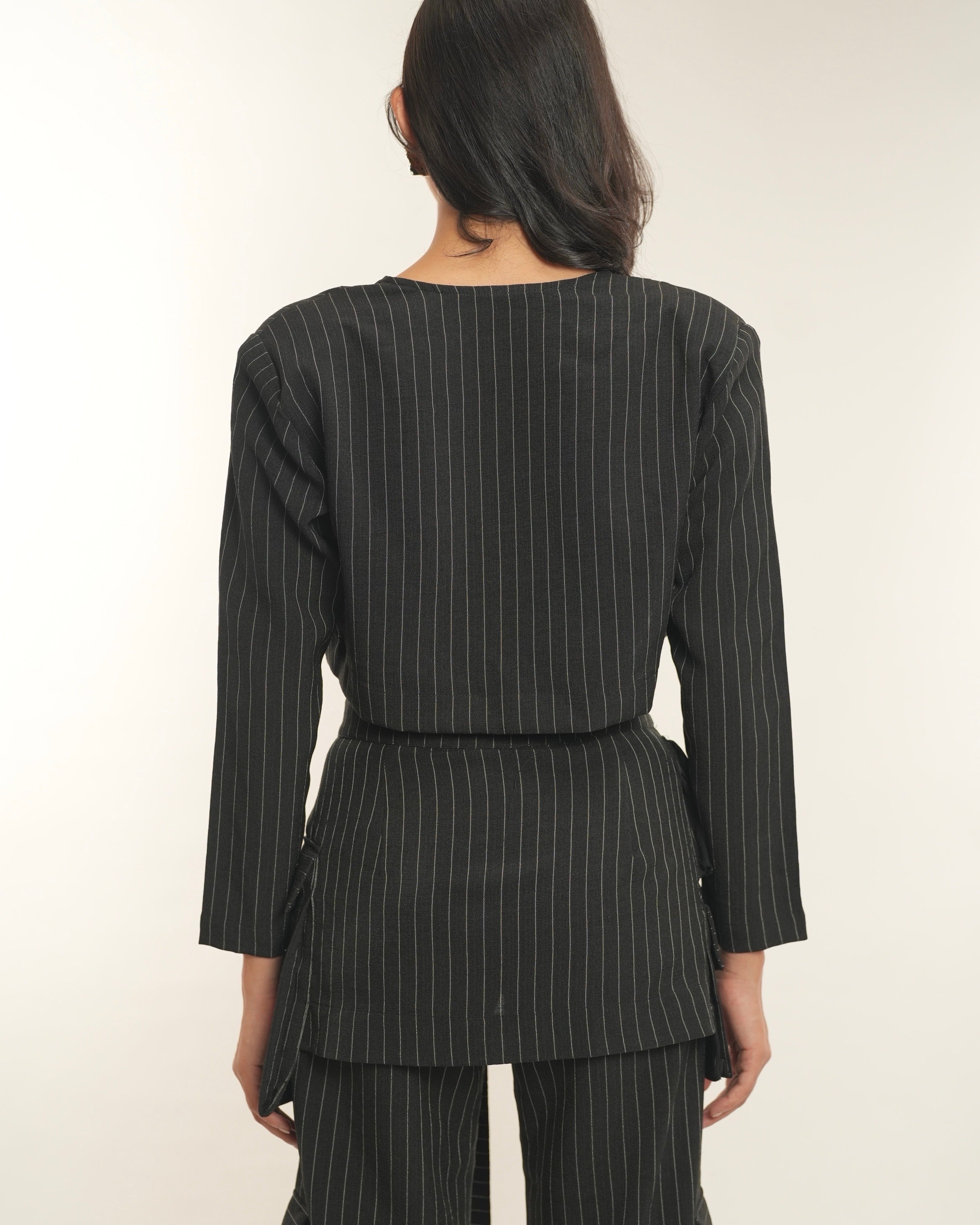 Pinstripe Crop Blazer