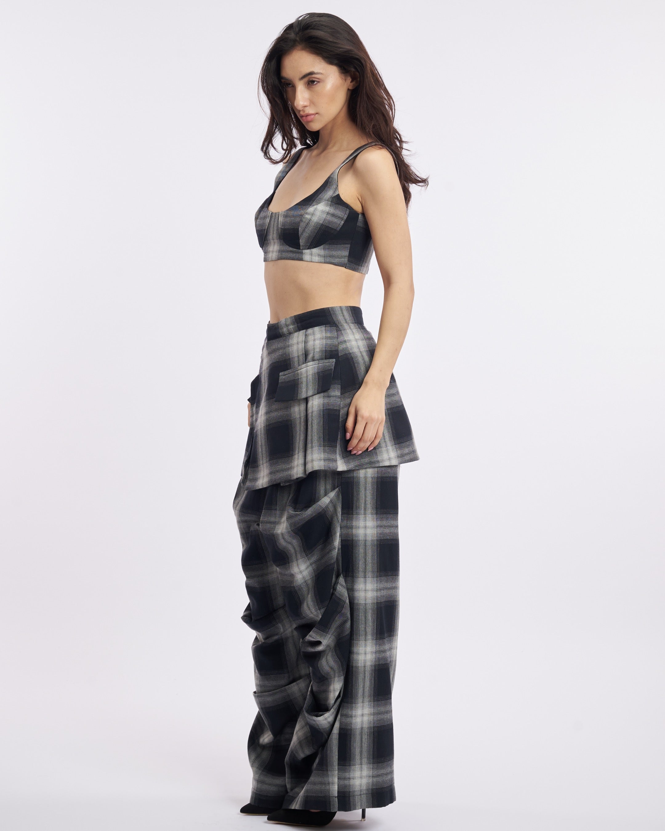 Grey checkered Cargo pant