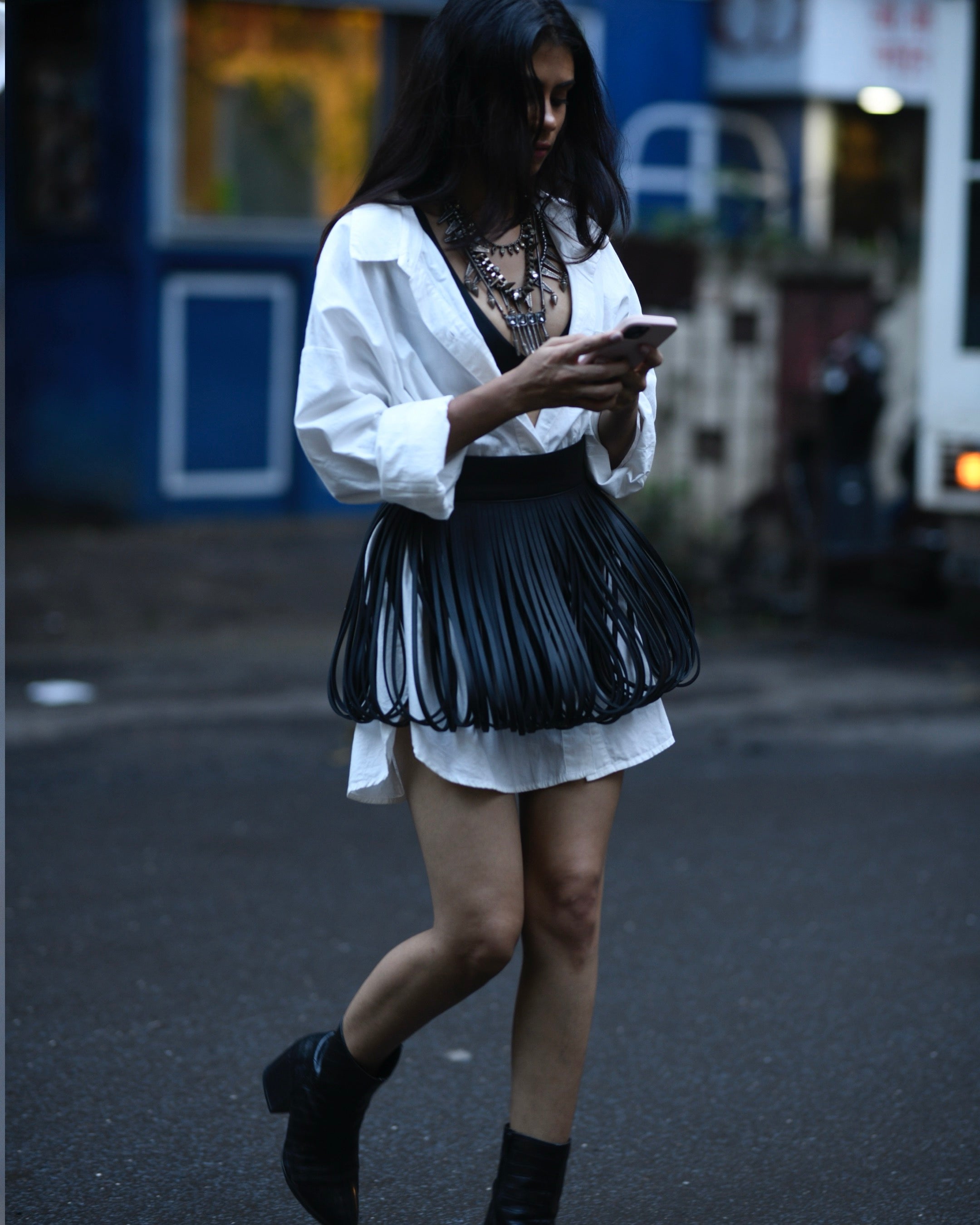 Fashion Black Fringe Skirt Western Feeling Western Suede Fringe