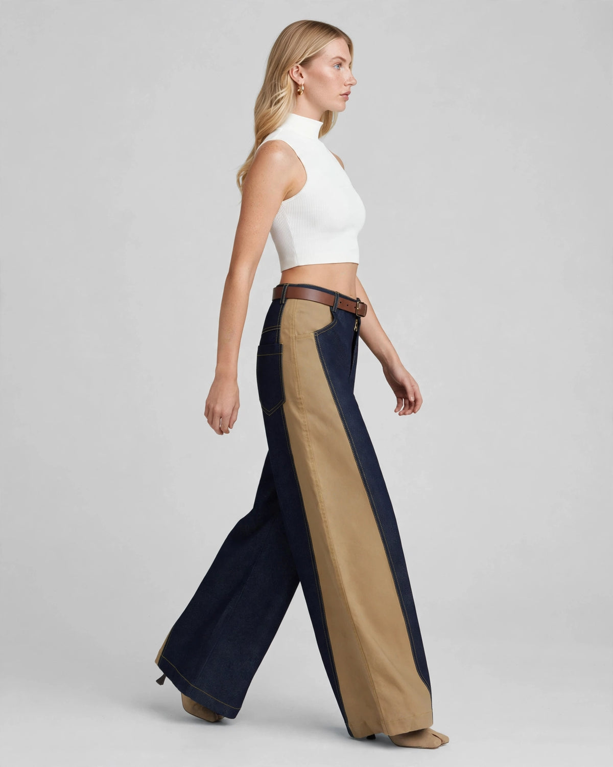 Recycled Wide-Leg Panelled Jeans