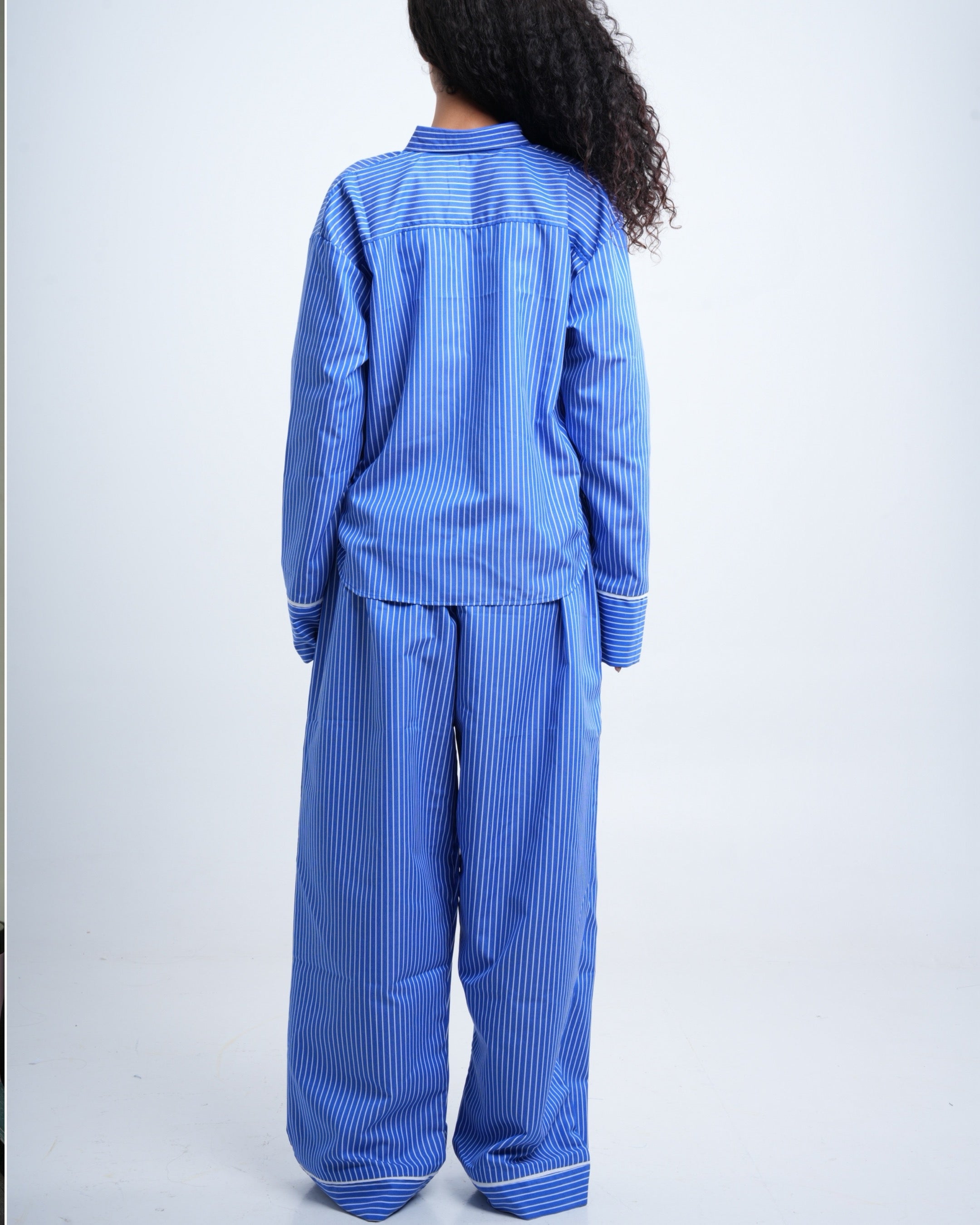 Everly Pinstripe Nightsuit (Dark Blue)