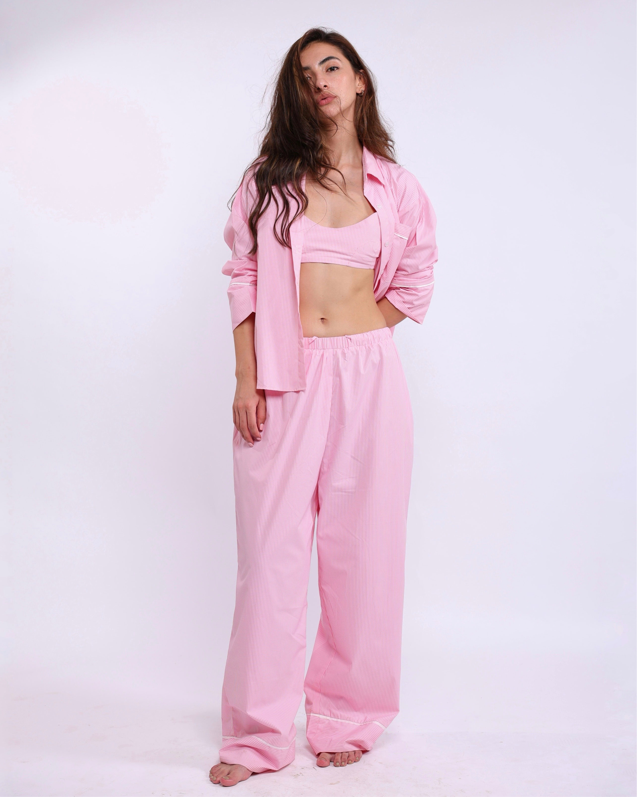 Everly Pinstripe Nightsuit (Pink)