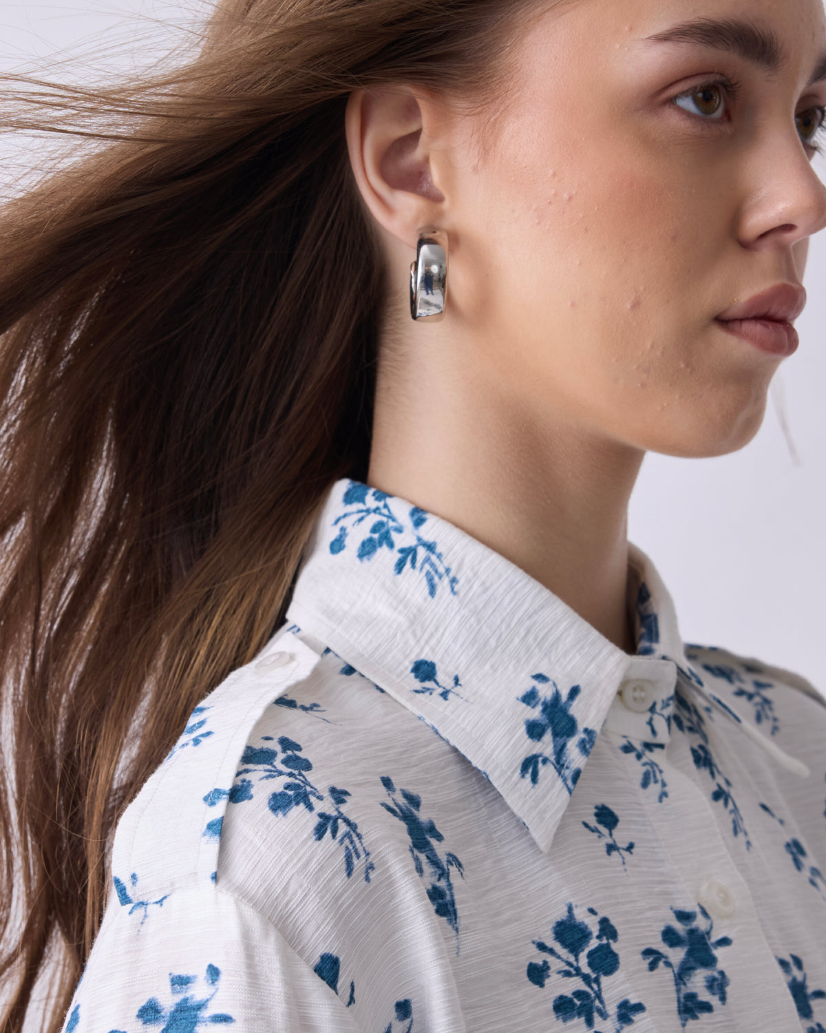 AZURE FLORAL UTILITY SHIRT