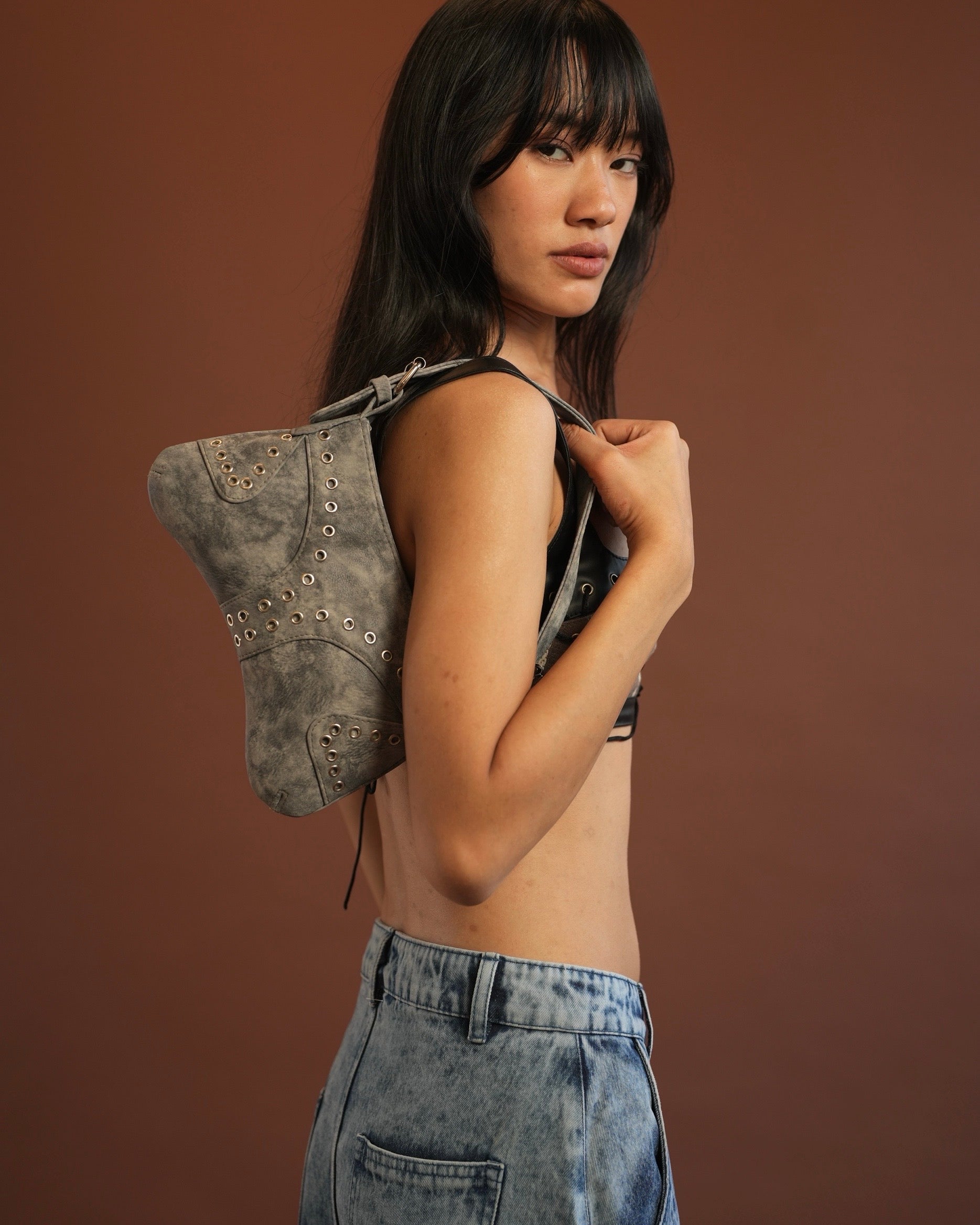Grey Grunge Shoulder Bag