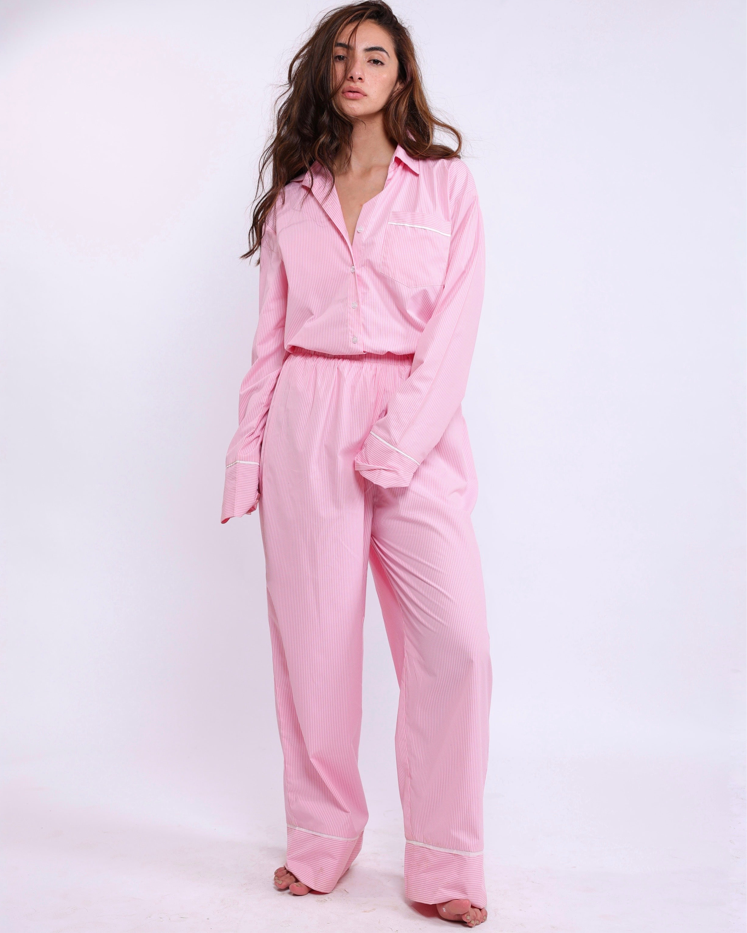 Everly Pinstripe Nightsuit (Pink)