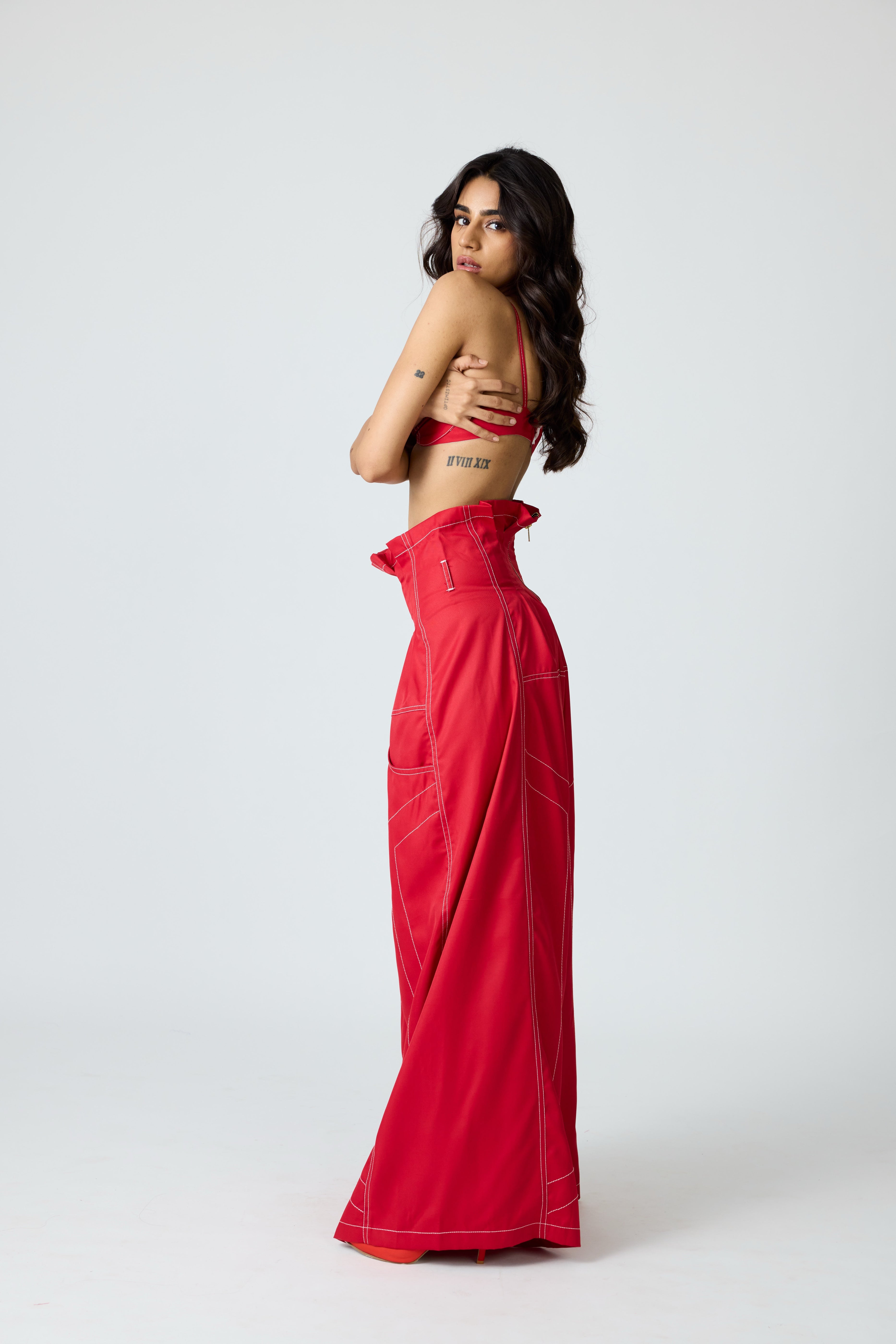 Erryn Red Georgie Corset Denim