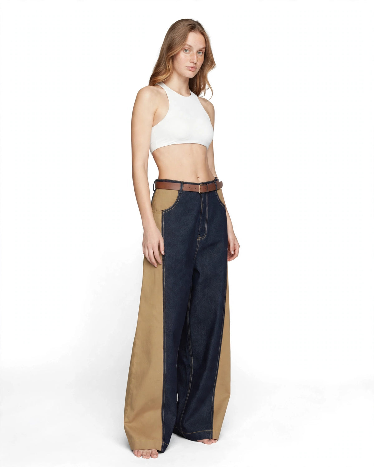 Recycled Wide-Leg Panelled Jeans