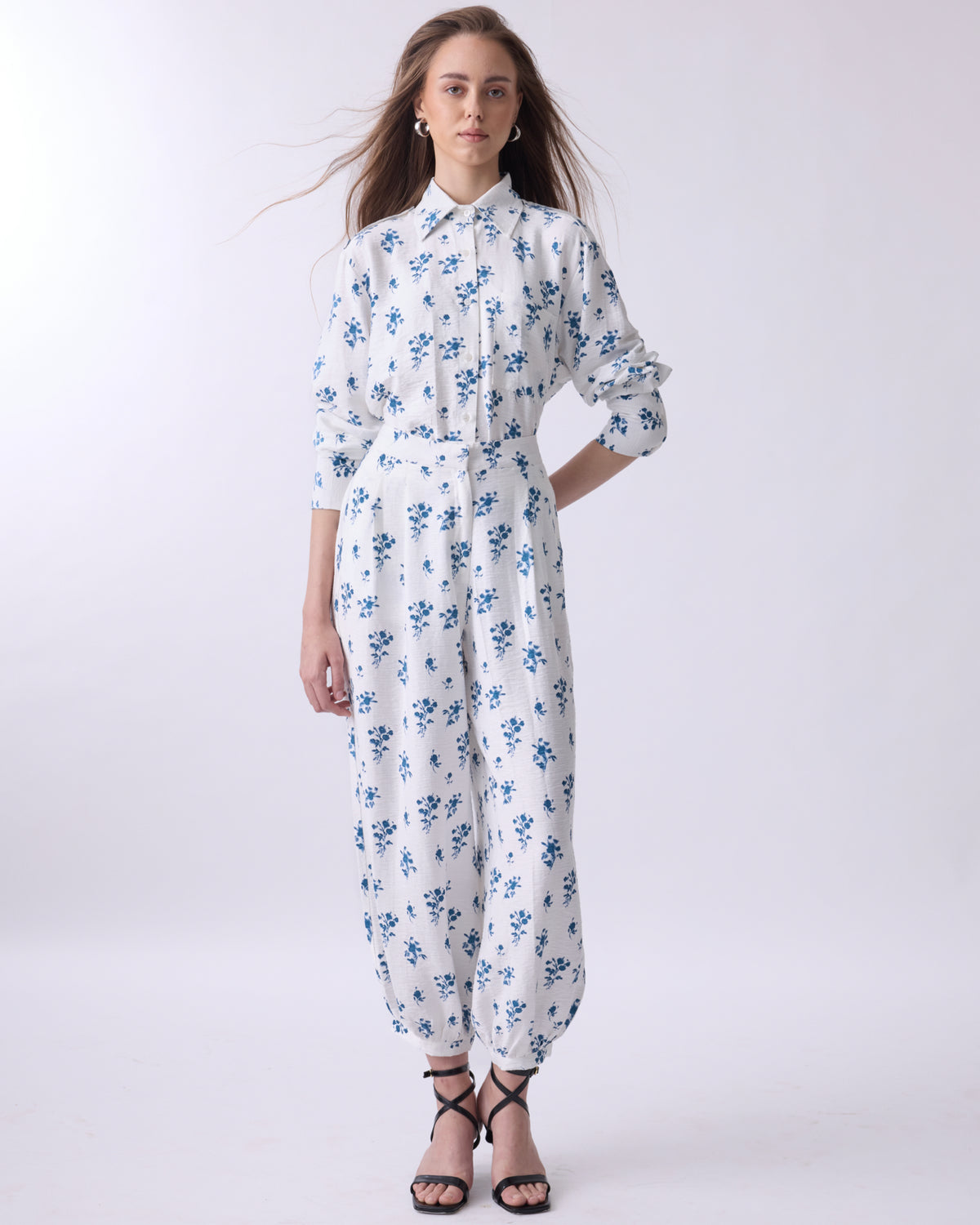 AZURE FLORAL UTILITY SHIRT