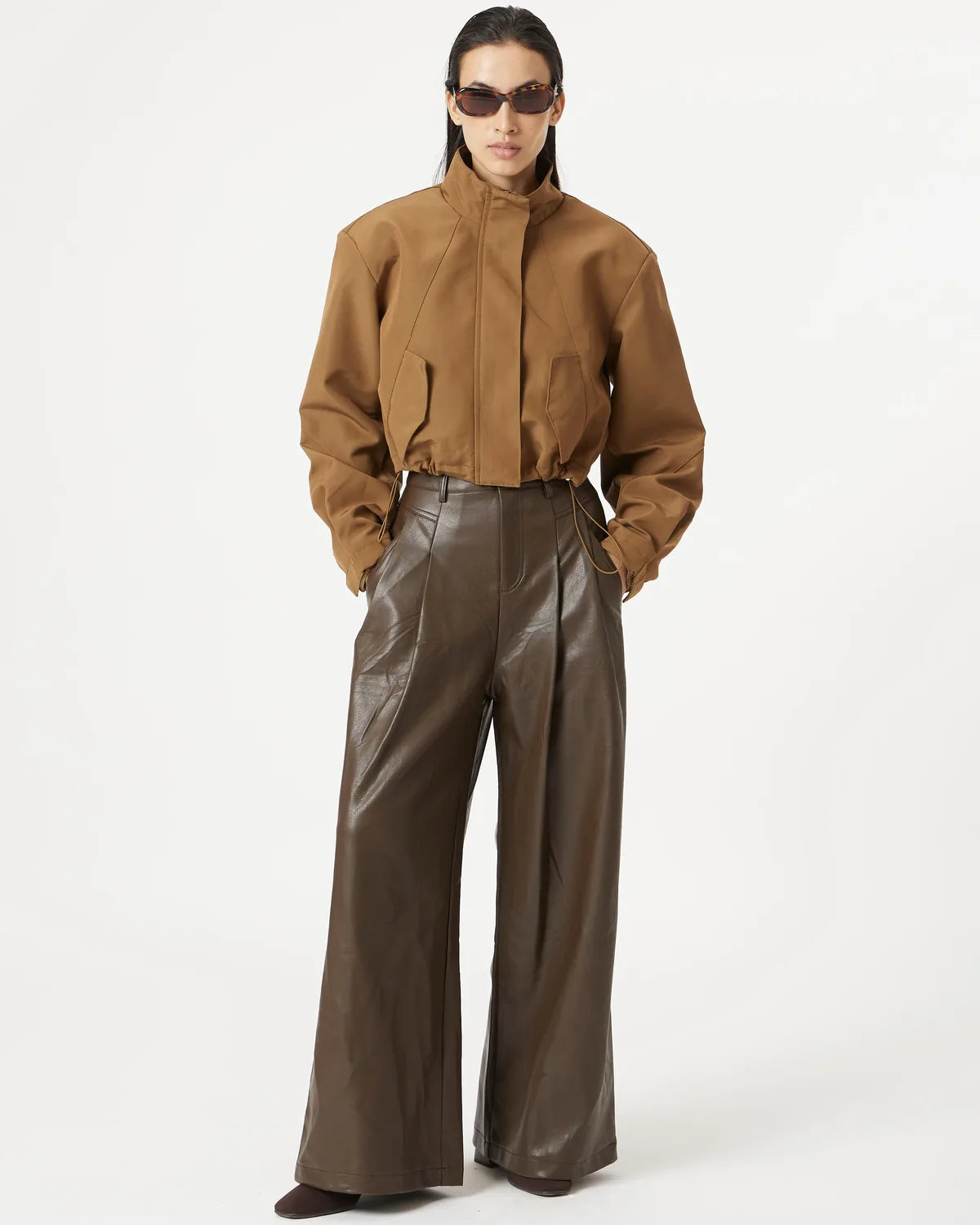 Brown Pleated Pants