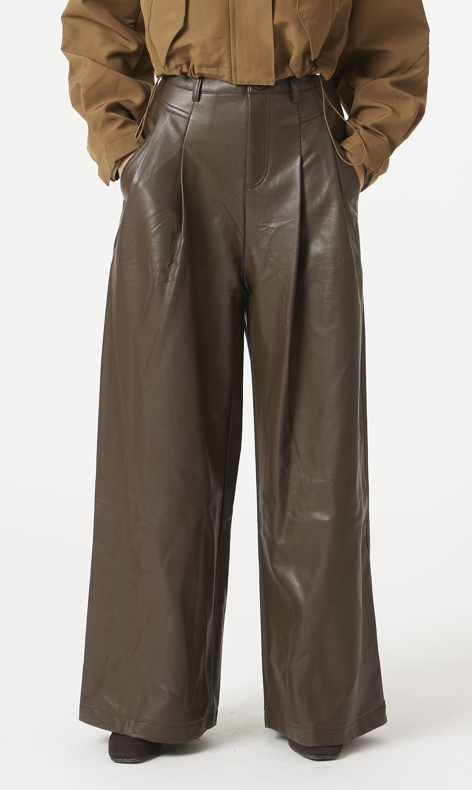 Brown Pleated Pants