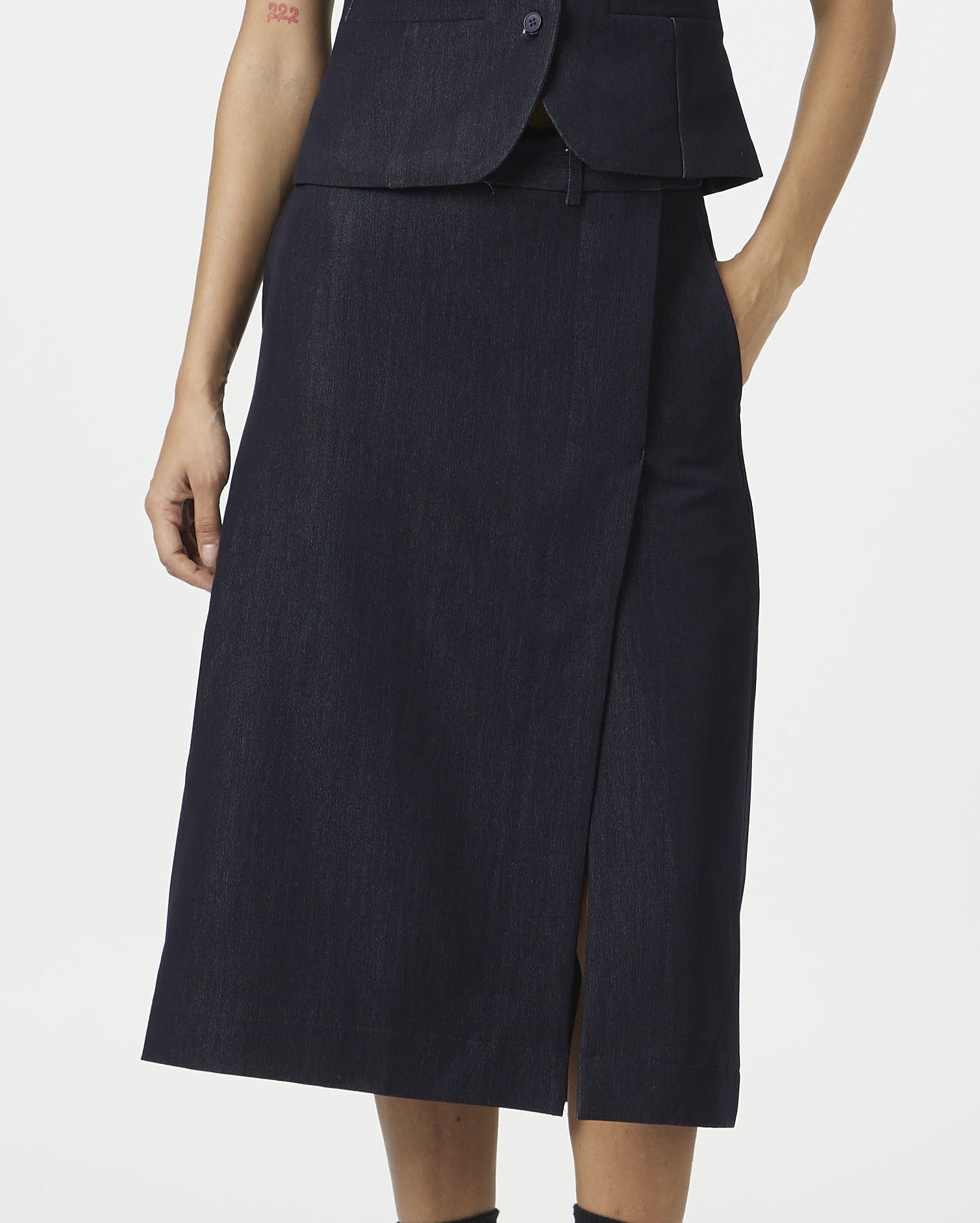 Black Overlap Skirt