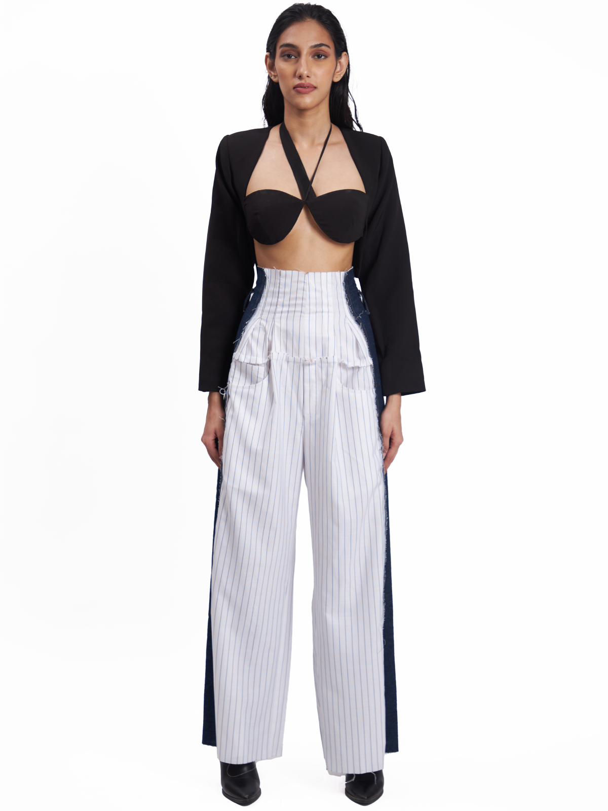 Georgie White Pinstripe Corset Pants